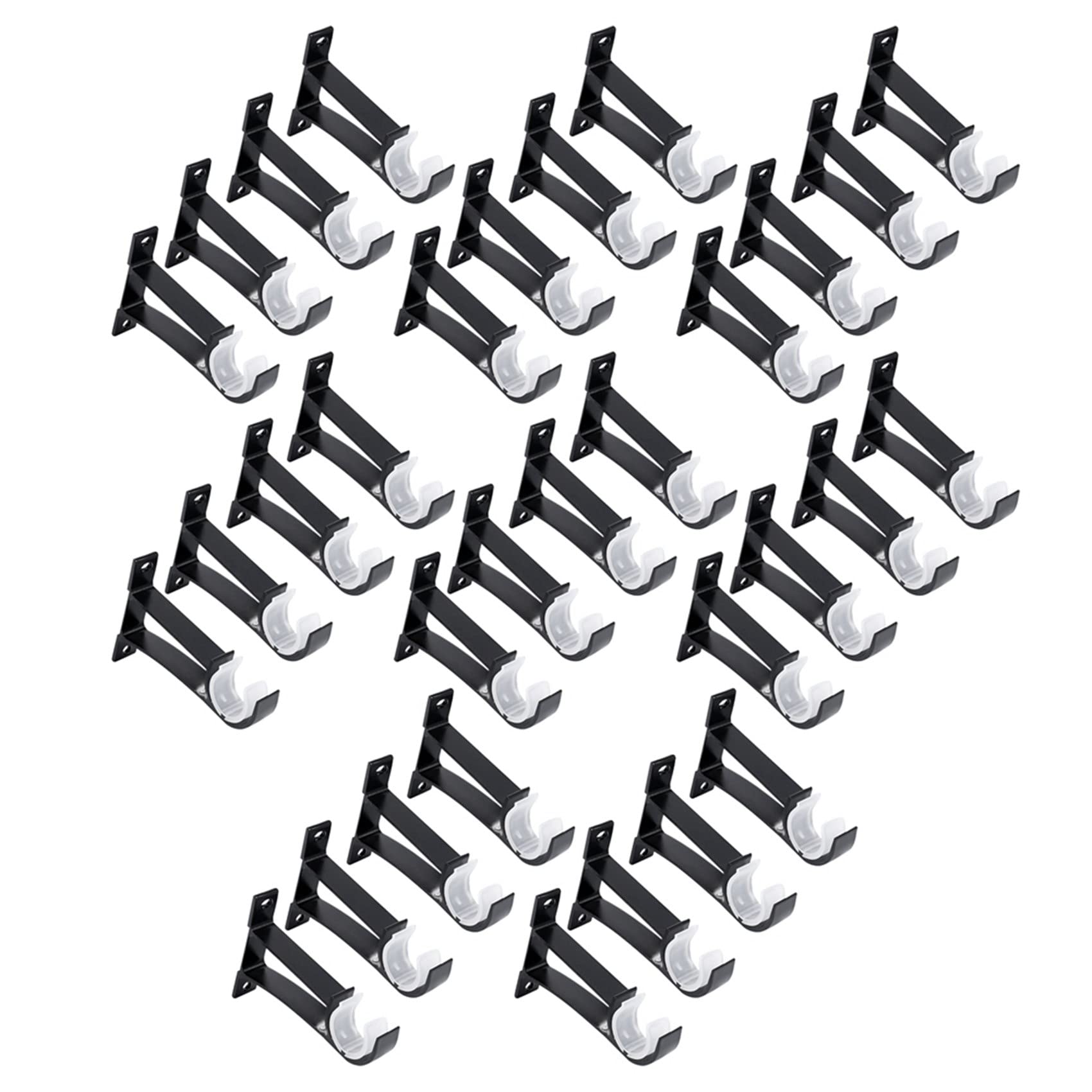 Hndhbfgrt 32 Pack Single Curtain Rod Brackets for Drapery Rod Aluminum Alloy Heavy Duty Curtain Rod Holders (Black)