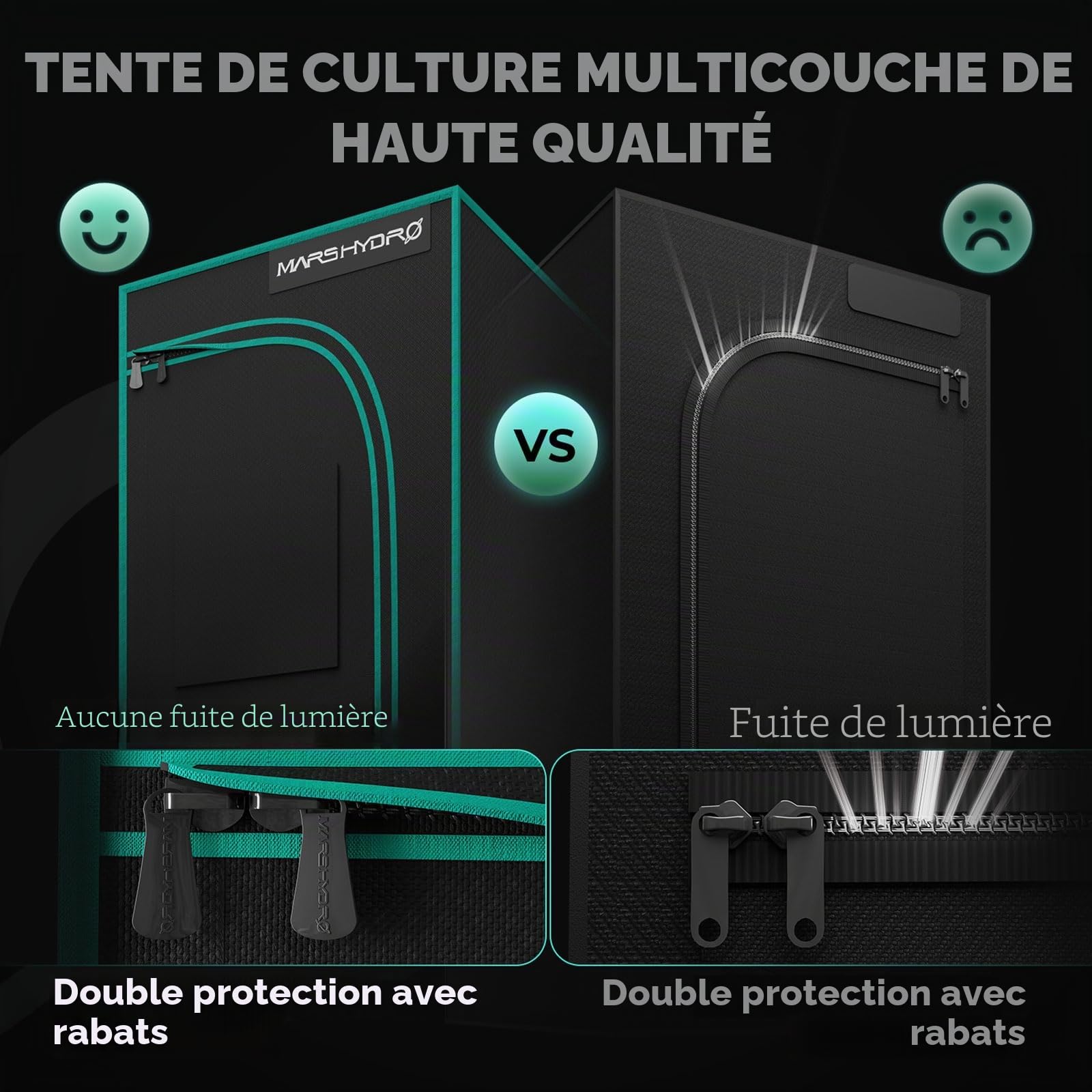 MARS HYDRO - Kit complet de lampe de culture LED Samsung LM301H FC3000 - Réglage par application - Intensité variable - 100 x 100 x 180 cm - 1680D - 1680D - Hautement réfléchissant - Boîte de culture