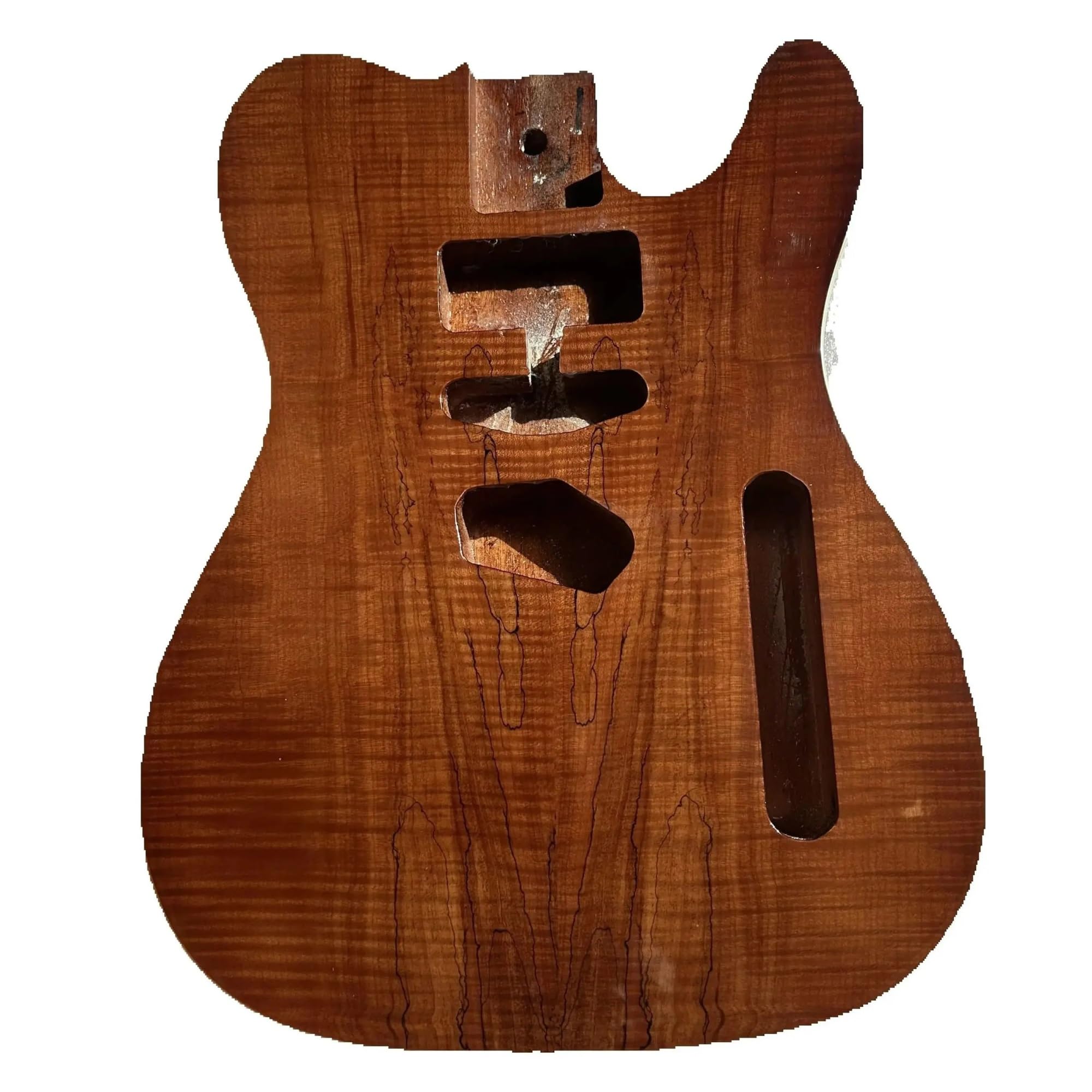 Corpo della chitarra, finitura lucida, acero spalted fiammato, legno di mogano africano, parte fai da te, alcuni graffi difettosi, con bordo, 5,6 cm(Green)