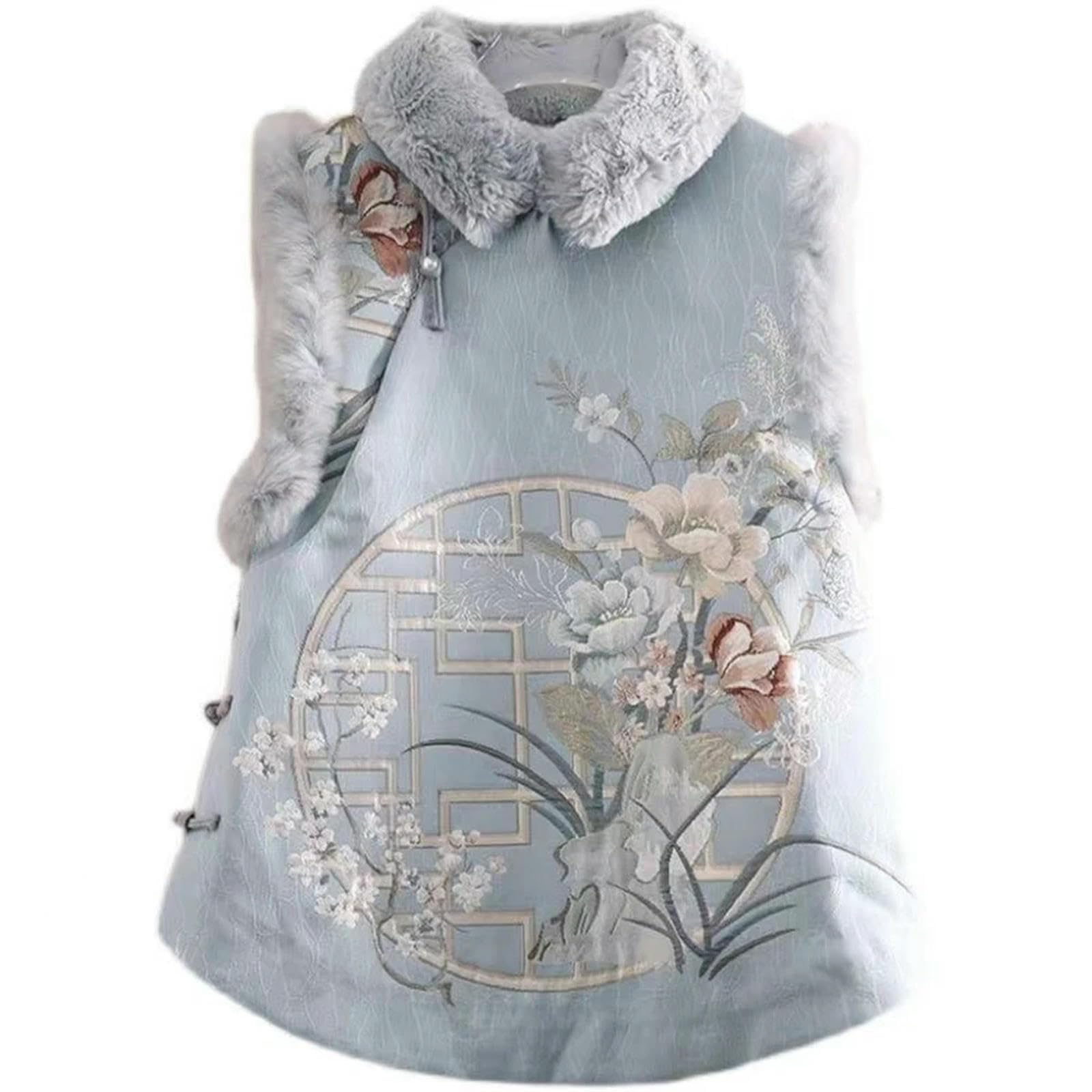 JIMINISO Cheongsam Vest Chinese Retro Embroidery Waistcoat Tang Suit Winter Tops Home Costume Women Gift