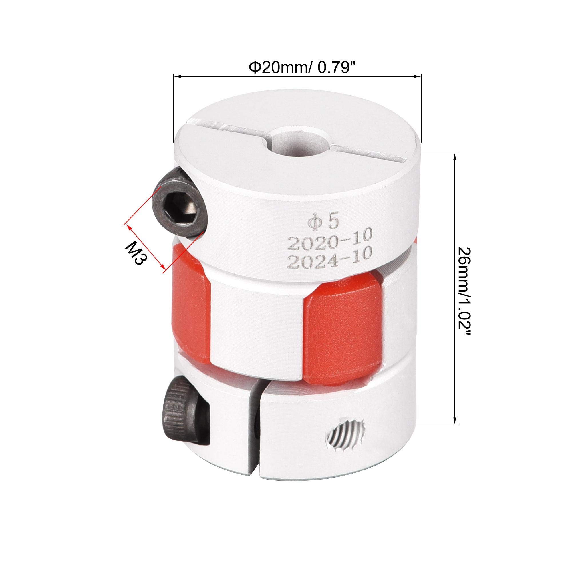 uxcell 5mm to 5mm Bore L26xD20 Flexible Coupling Jaw Coupler Shaft Joint for Servo Motor