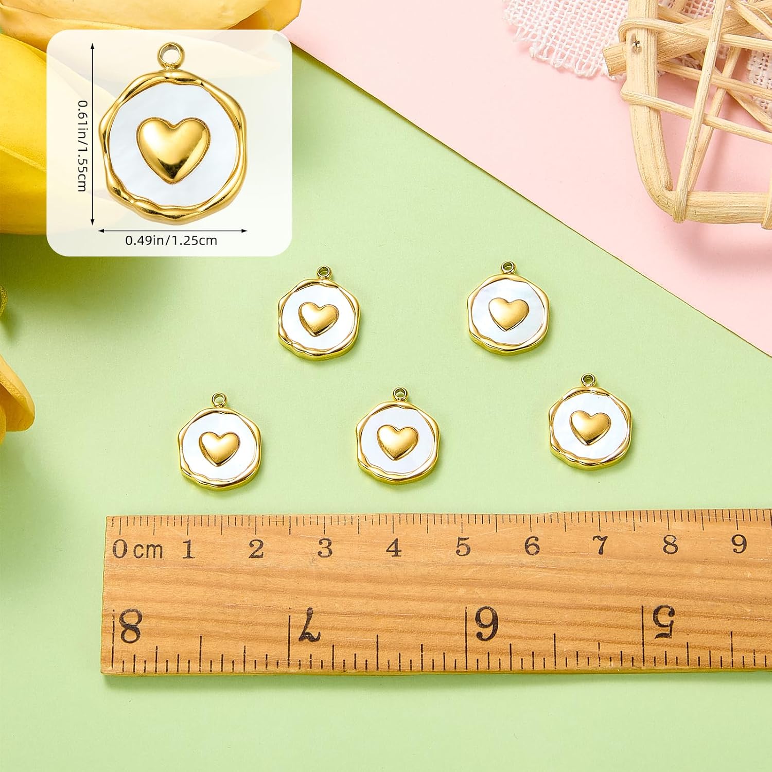 Gold Assorted Charms for Jewelry Making Stainless Steel Pendants with Shell Charms for Bracelet Earring Necklace DIY Supplies - Image 2