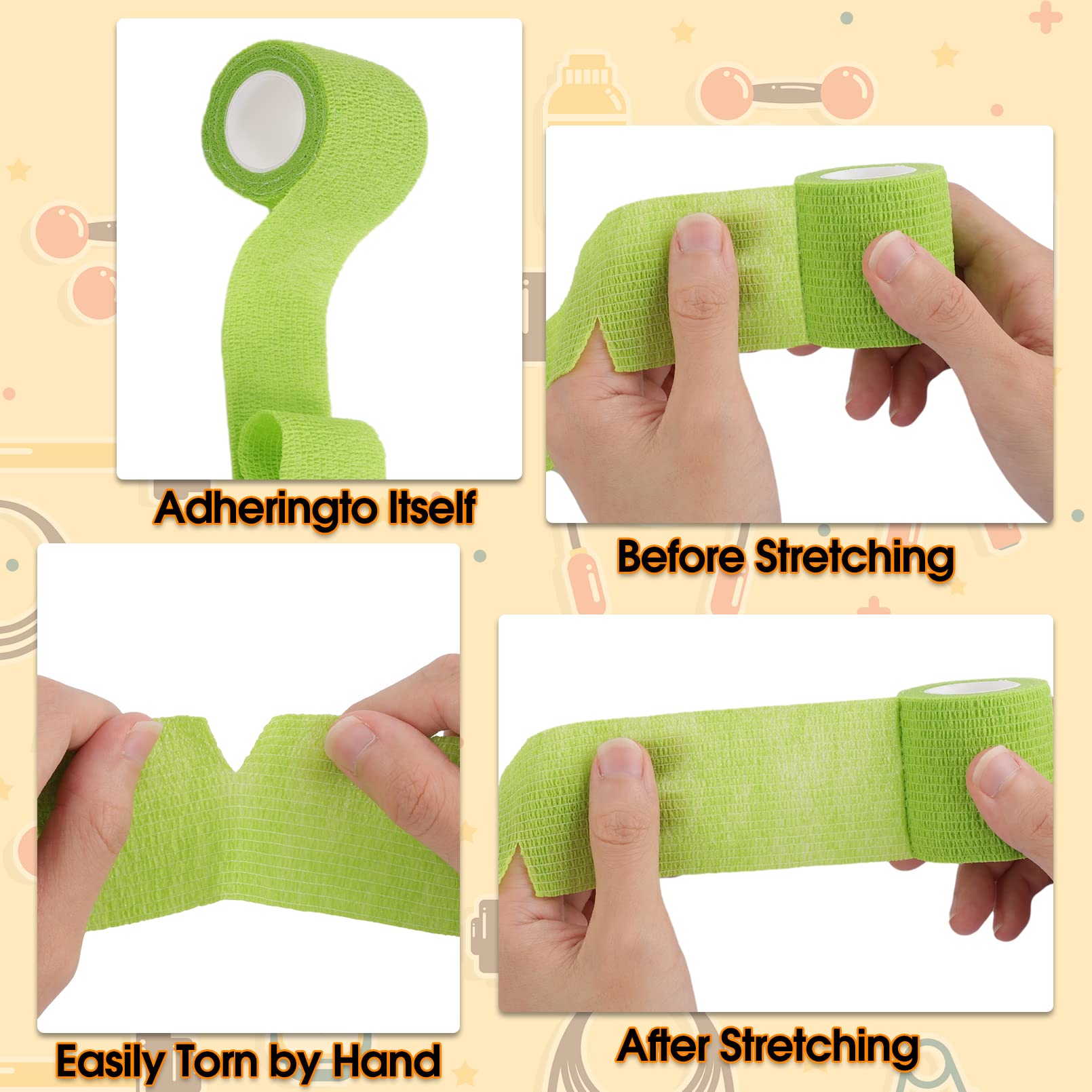 Paquete de 72 vendas autoadhesivas, vendas elásticas y cohesivas, transpirables para mascotas, vendaje elástico de 5 cm x 5 yardas, vendaje deportivo para talla M