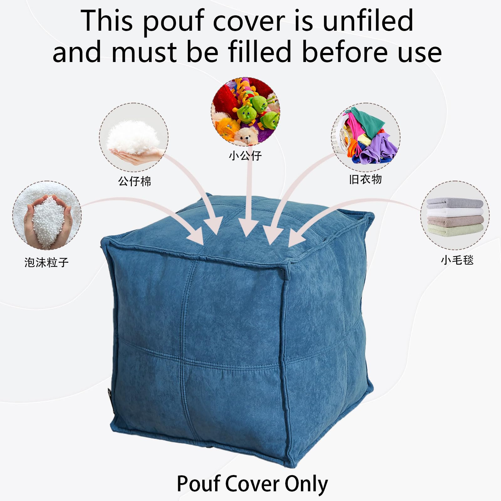 Funda Para Puf Cuadrada étnica - Tamaño 42x42x33 Cm, Lino Y Algodón, Extraíble Y Lavable, Para Salón O Dormitorio