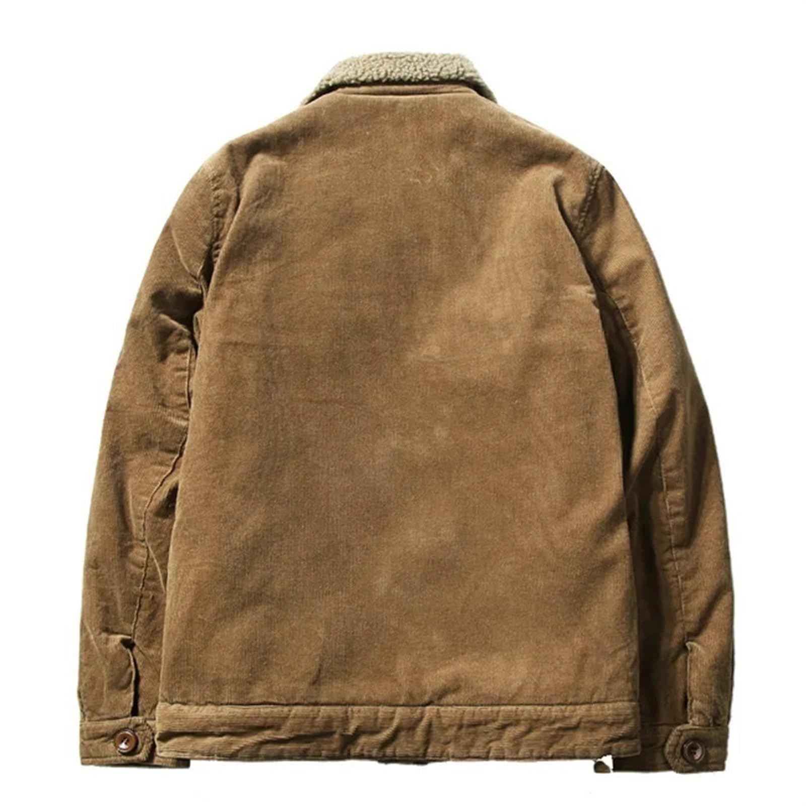 Męska lekka ciepła kurtka wiatrówka, styl vintage, zimowa kurtka typu casual, gruby pluszowy kołnierz, puchowa podszewka, bawełniana ocieplana kurtka zimowa
