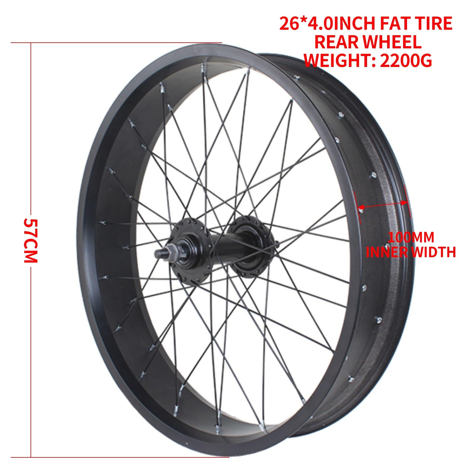 20"/24" Roue Arrière De Vélo De Neige 26×4.0" Jeu De Roues for Fat Bike Jantes en Alliage D'aluminium pour Vélo De Plage Frein À Disque, Bolt on, 7/8/9/10 Vitesses Roue Libre Filetée