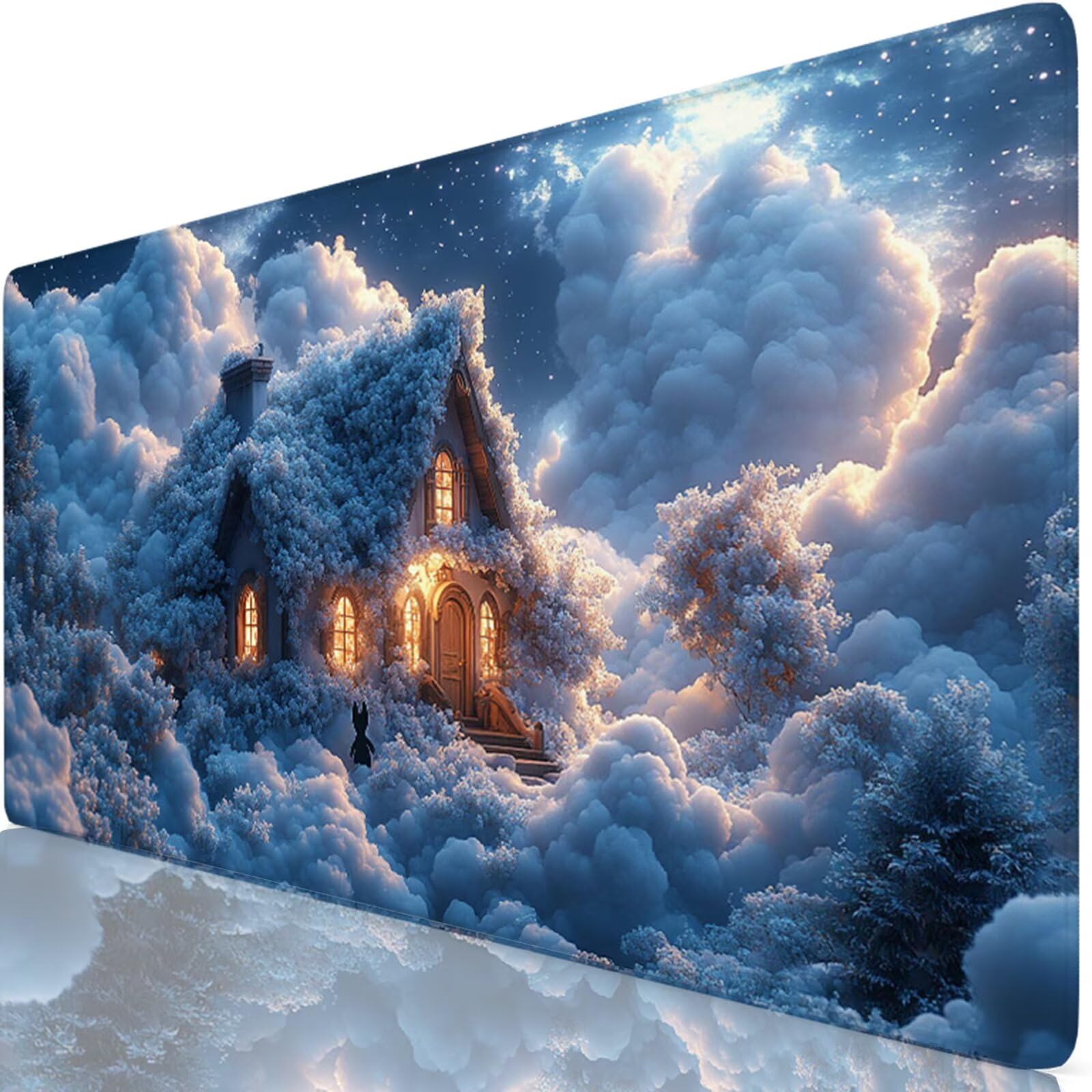 Tappetino Mouse XXL 120x60cm, Bianco Tappetino per Mouse Camera Mousepad, Sottomano Scrivania Accessori Gaming, Base in Gomma Antiscivolo, Mousepad per Ufficio Accessori, Computer Desktop, PC Y8-899