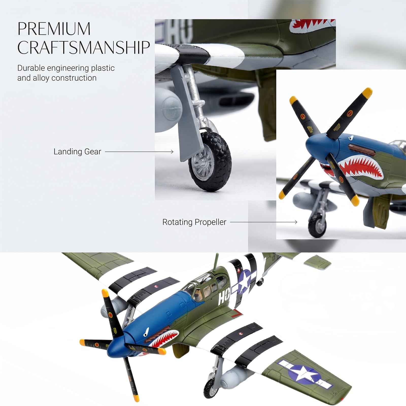 Espositore for modello militare in metallo P-51B in scala 1/72 for l'aviazione da collezione for adulti