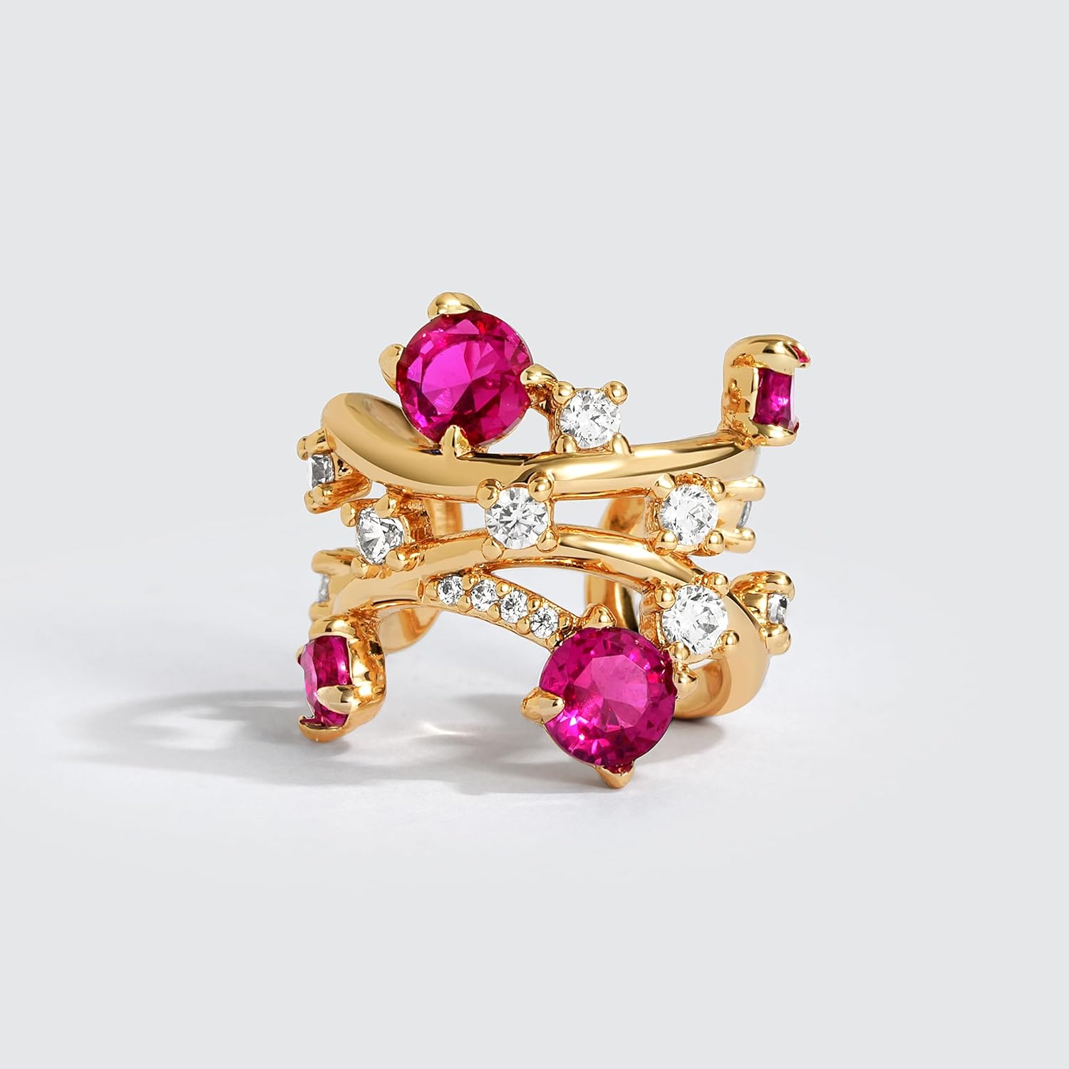 DREMMY STUDIOS Women Ear Cuff Non Piercing | 14K Gold Plated Cubic Zirconia Fake Earrings Wrap Clip on Cartilage Earring | Lightweight Hypoallergenic Jewelry SINGLE EAR CUFF - Image 2