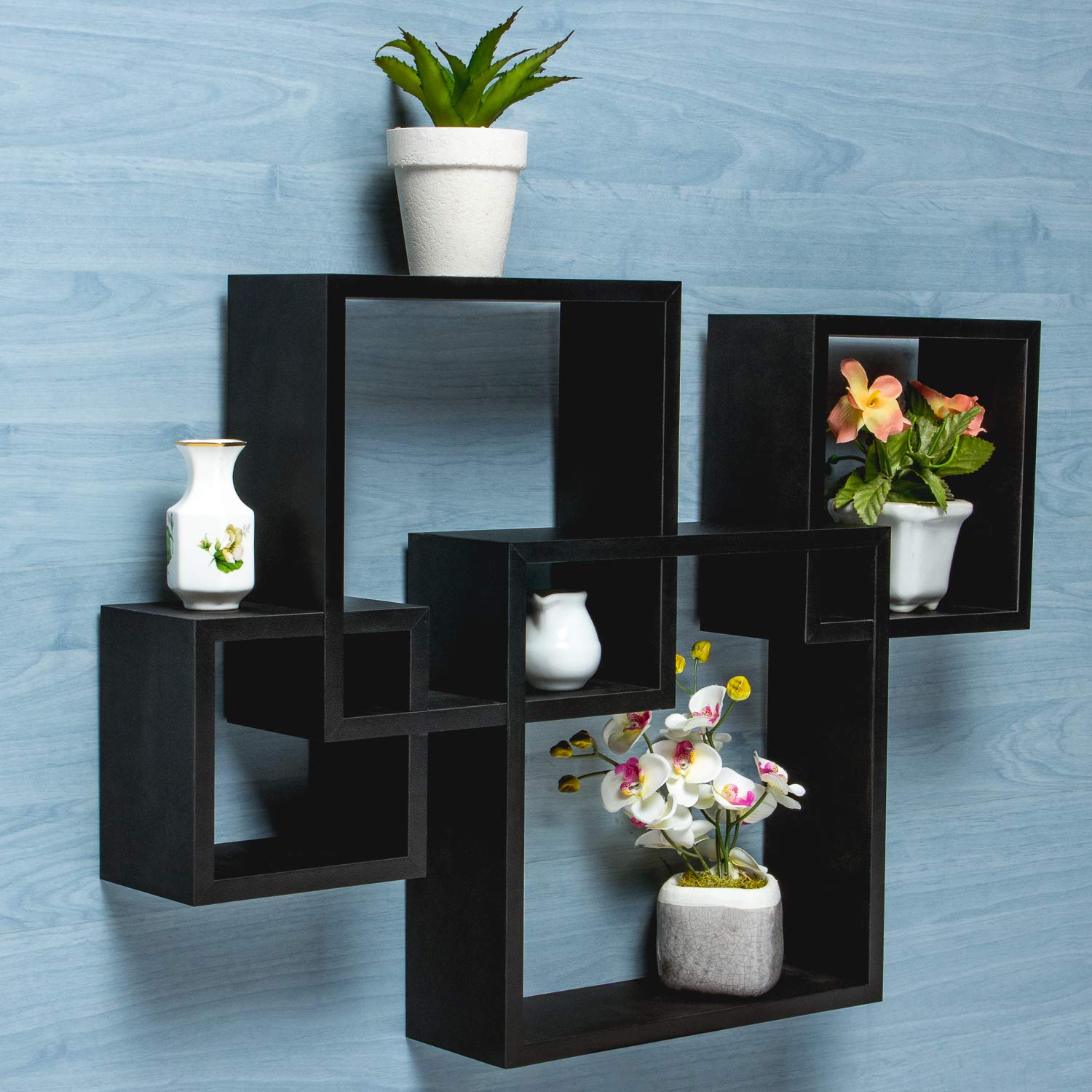 Gatton Design Floating Shelves Black Wall Mounted Interlocking Cube