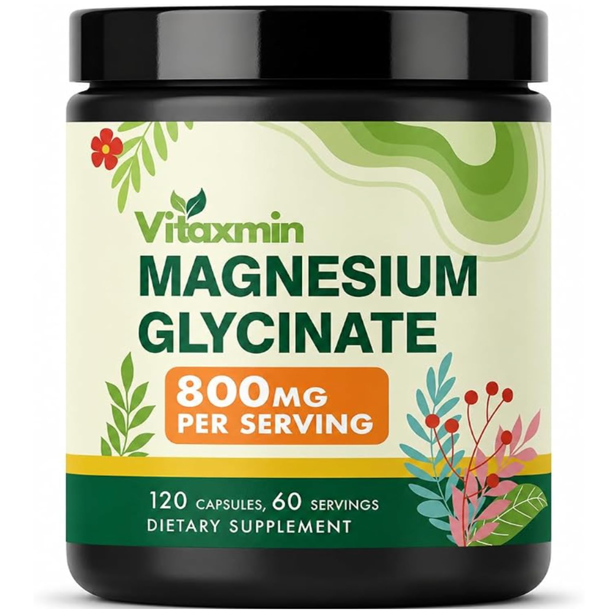 Magnesium Glycinate, High Absorption Chelated Bisglycinate Capsules, Magnesium Supplement for Sleep, Muscle Recovery and Relaxation Support for Women and Men, 120 Count