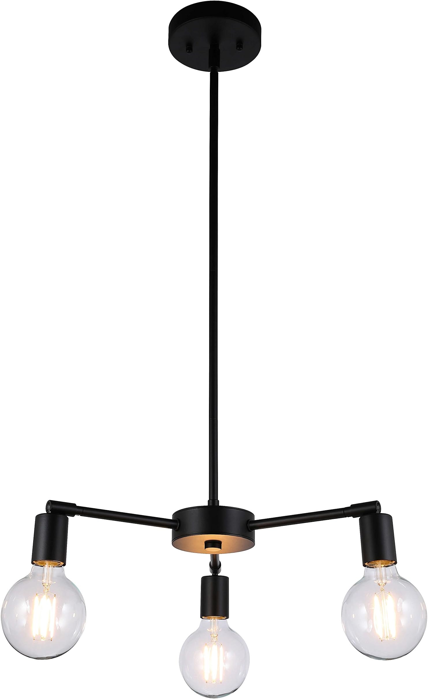 XiNBEi Lighting Chandeliers, 3 Light Black Pendant Light Ceiling Chandelier Light with LED Bulbs for Kitchen & Dining Room XB-C1211-3-MBK