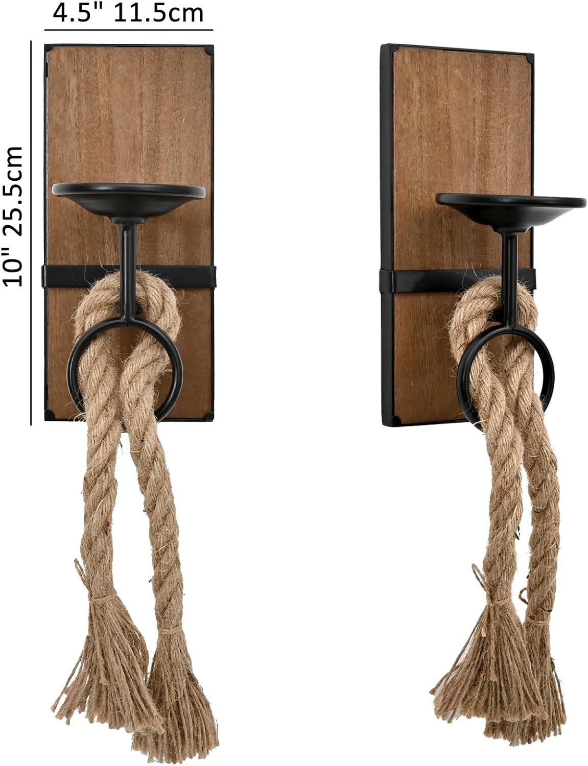 SwallowLiving Farmhouse Wall Decor Candle Sconces, Rustic Wood Candle Holder Set of 2, Wall-Mount Metal Candle Holders for Bedroom Living Room Home Hanging Wall Art Decorations