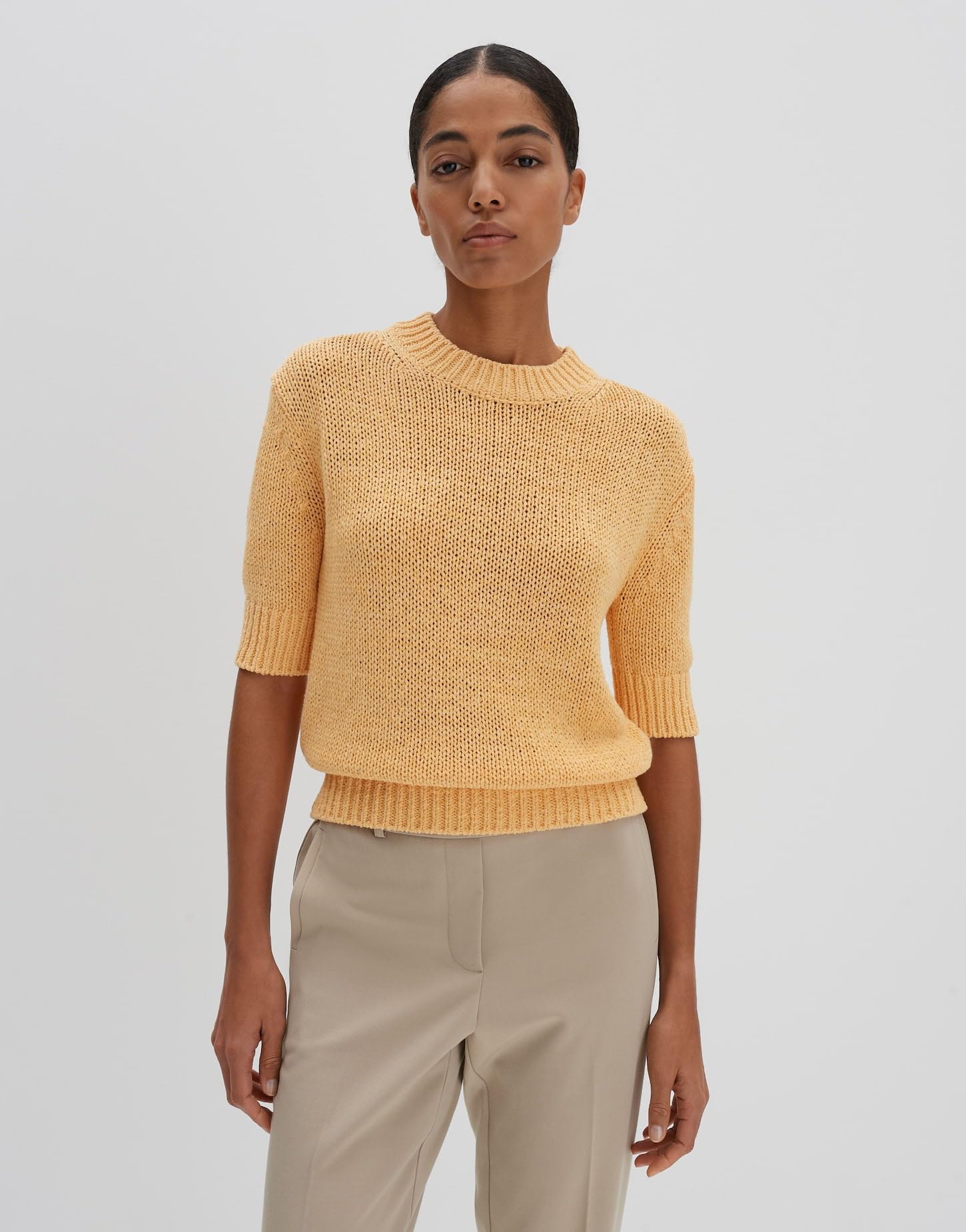 someday Damen Pullover | Kurzarmpullover TAVERY Loose aus weichem Bändchengarn
