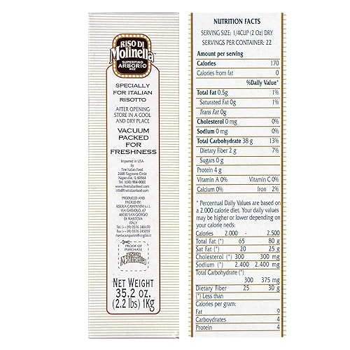 Miniatura 5 de Molinella Arroz arborio italiano, cajas de 2.2 libras, paquete de 4
