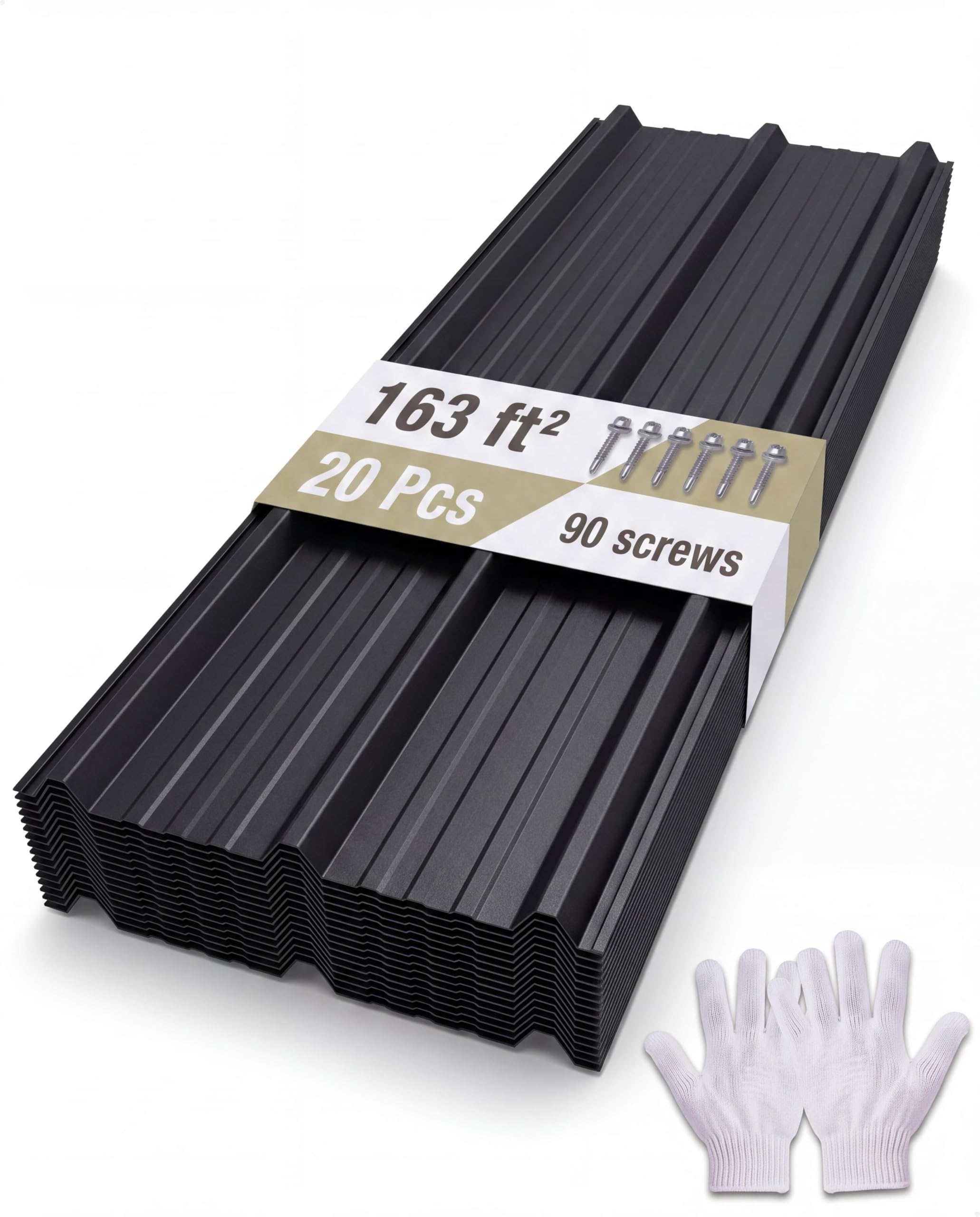GarveeLife Ribbed Metal Roofing Panels, 163 Ft²