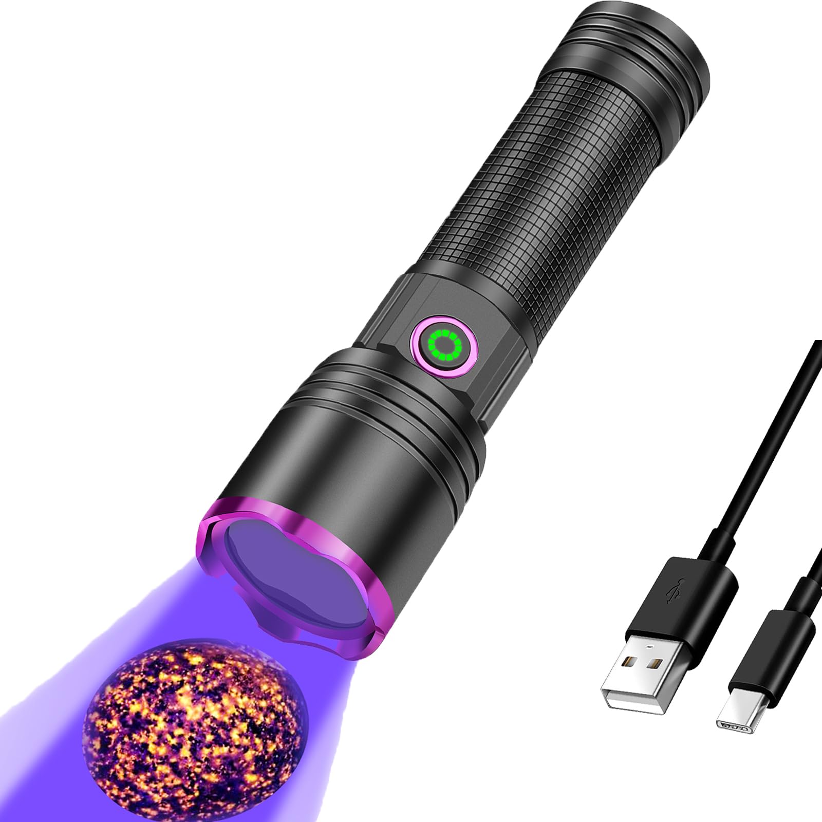 Xlentgen Uv 365Nm Torch, Black Light Rechargeable Torches, 20W High Power Pet Urine Detector For Resin Curing,Blood Tracking,Scorpion,Rockhounding,Rocks,Leak Detection (Uv)