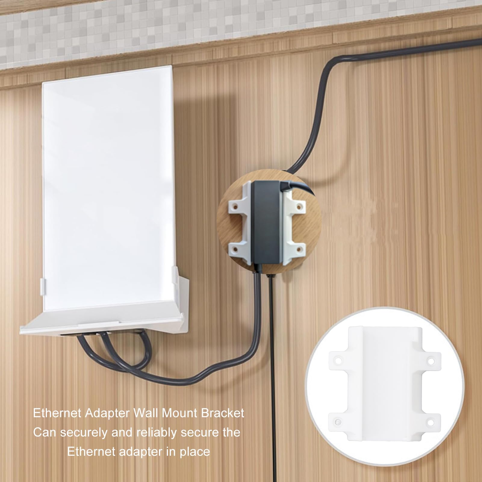Ethernet Adapter Wall Mount Ethernet Adapter Bracket ABS Sturdy Construction Accessories, Cable Organization, White