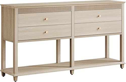 Miniatura 5 de Tribesigns Mesa consola de 63 pulgadas, mesa larga para sofá con cajones y estante inferior para sala de estar, consola moderna con almacenamiento