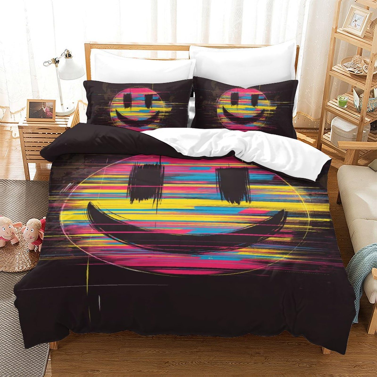 Parure de lit smile 140x200cm pour illuminer la décoration de la chambre d'adolescent