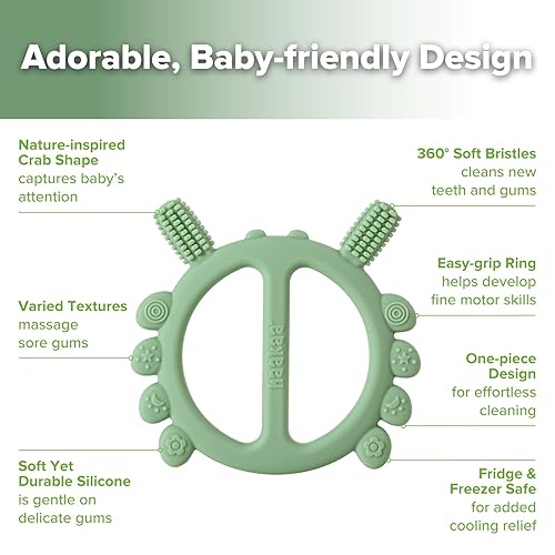 Miniatura 4 de Haakaa Mordedor de bebé de cangrejo de silicona, juguetes de dentición, cabezal de cepillo de dientes de bebé de 360 para entrenamiento