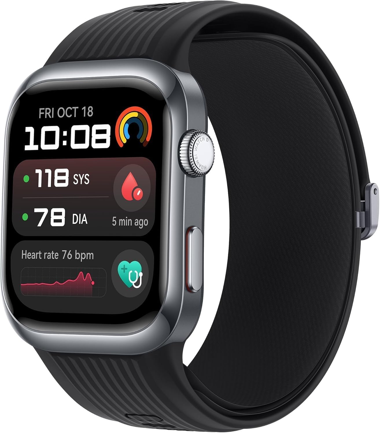 HUAWEI Watch D2 Smartwatch, 1,82" AMOLED-Display, Ambulante Blutdruckmessung, schlankes Design, EKG, smarte Lifestyle-Funktionen, Gesundheits-Community, kompatibel mit iOS & Android™, Schwarz