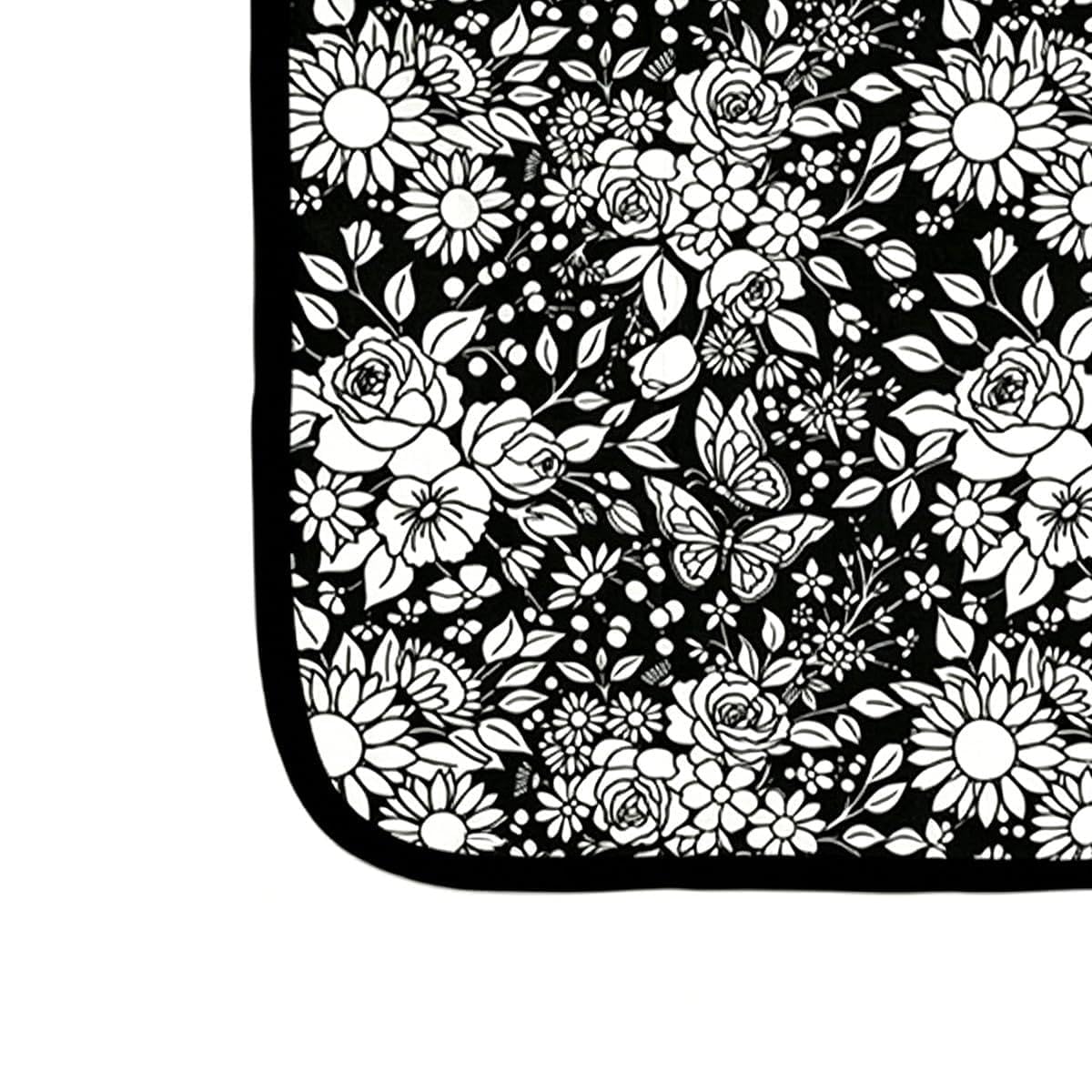 DIY Colouring Blanket with 24 Markers, Colour Your Own Fleece Throw for Adults, Creative Art Craft Personalised Gift, Washable Cozy Velvet Blanket for Home Bedroom Decor (Black)