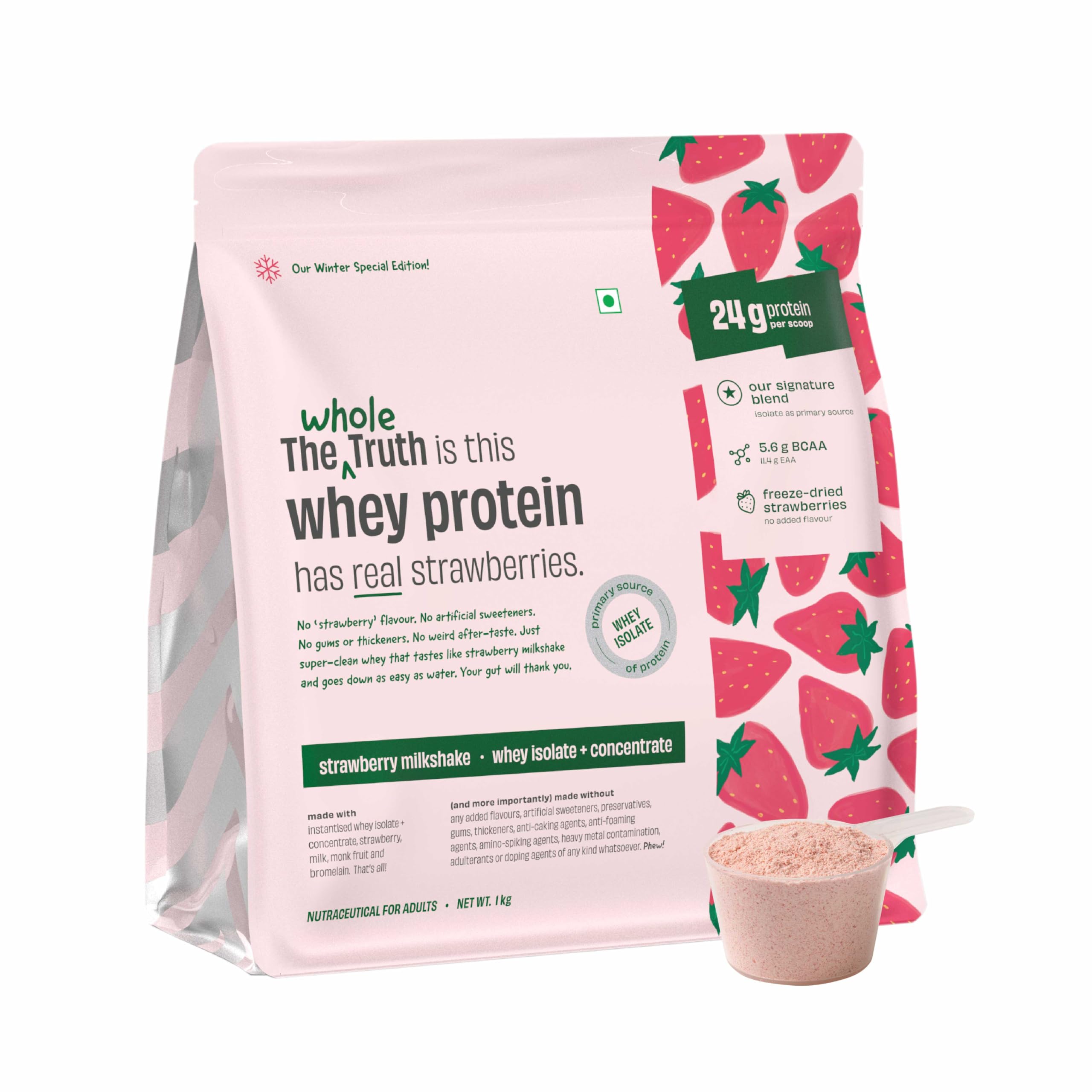 The Whole Truth Whey Protein Isolate + Concentrate Blend | Cold Coffee | 500g (1.1 lbs) | 24g Protein | 6.3g BCAA — Amazon image 12