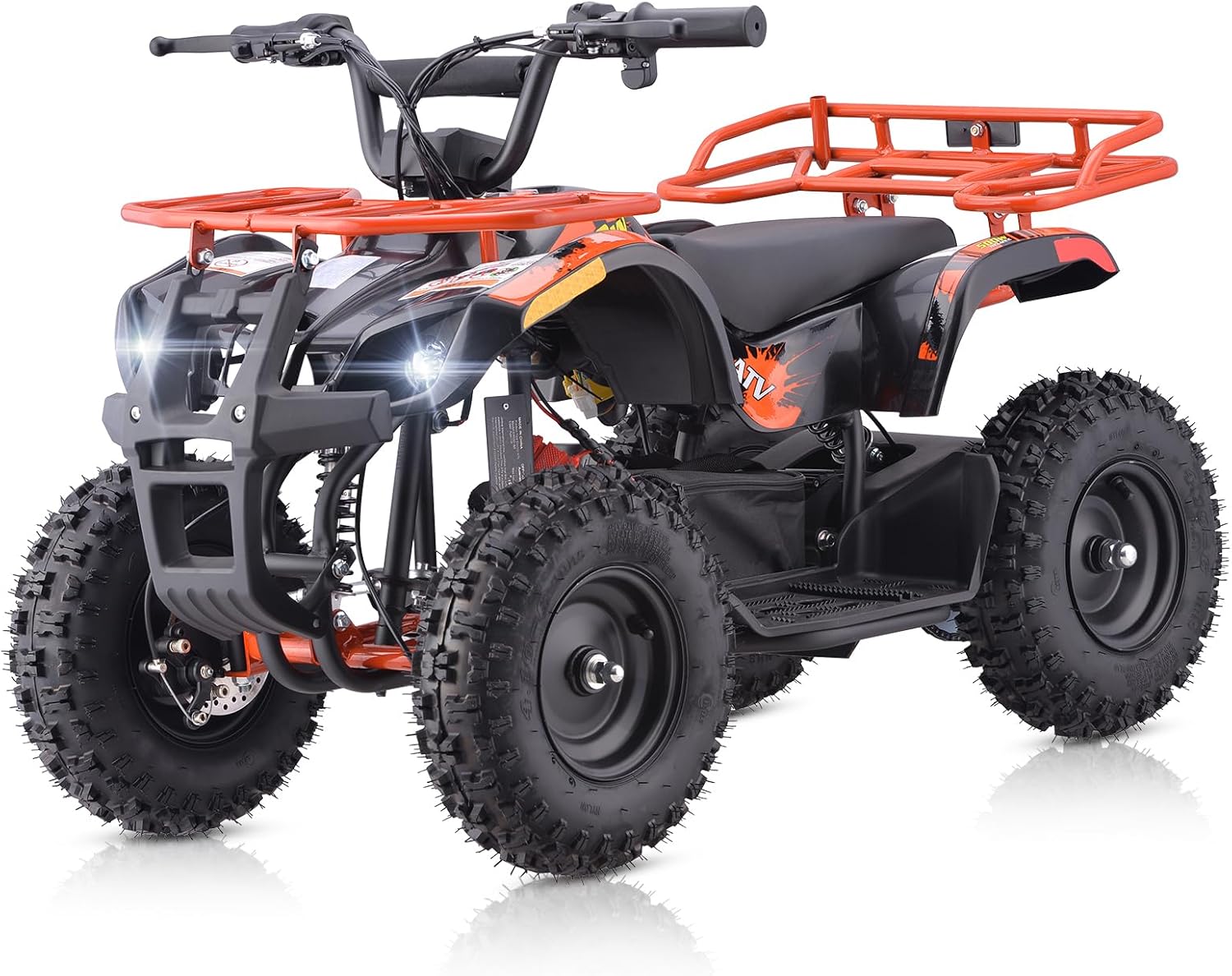 AS IS Electric ATV 4 Wheeler for Kids, Electric Quad 10/15MPH 2-Speed Adjustable, 36V 500W Kids ATV with 2 Headlights, Dual Shock Absorbers, Disc Brake, Weight Support Up to 143lbs (Orange)