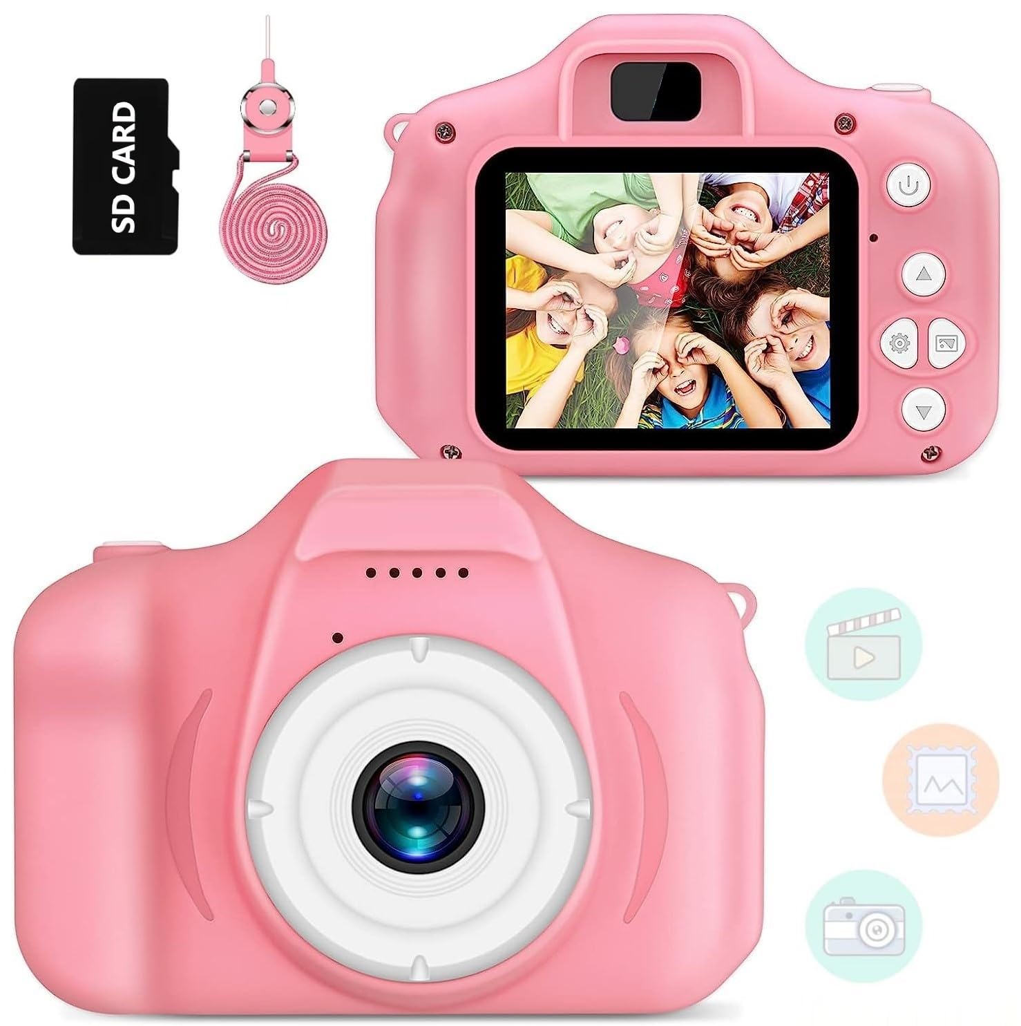 CADDLE & TOES Kids Selfie Camera Toy, 13MP 1080P HD Digital Video Camera for Toddler, Multicolor (Pink), Christmas & Birthday Gifts for 4+ to 15 Years Old Children,32 GB