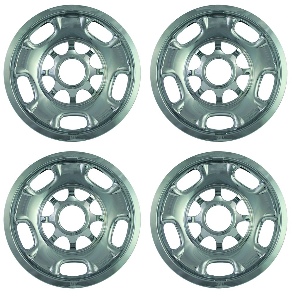 OxGord Wheel Skins for 11-24 Silverado, Suburban, Sierra 2500/3500 (Set of 4) - Impostor ABS Chrome Wheel Cover for 17 inch Steel Wheels - Auto Accessories Tire Rim Replacement Cap Covers