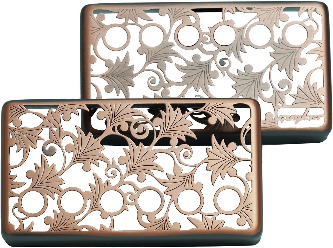 Guyker Humbucker Pickup Cover (50mm and 52mm Pole Spacing), Cupronickel Bridge & Neck Tree Pattern Hollow Design Pickups Frame Set Replacement for Les Paul LP Style Electric Guitar (PC011, Gold)