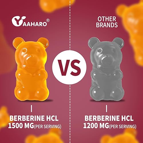 Miniatura 6 de Gomitas de berberina con canela de Ceilán, suplemento HCI de berberina de 1500 mg con cromo, cúrcuma y cardo mariano, apoyo inmunológico, para