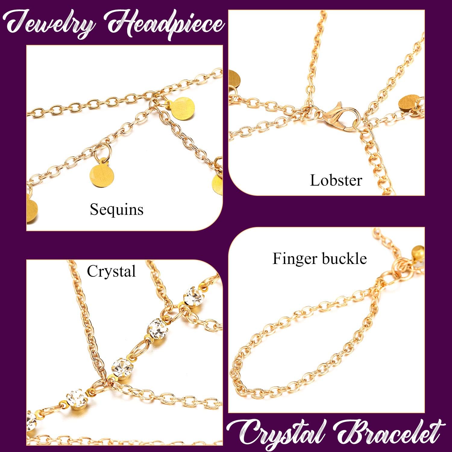 Women Gypsy Costume Accessories Gypsy Small Coins Headpiece Harness Bracelet and Bellydance Hip Scarf for Halloween - Image 6