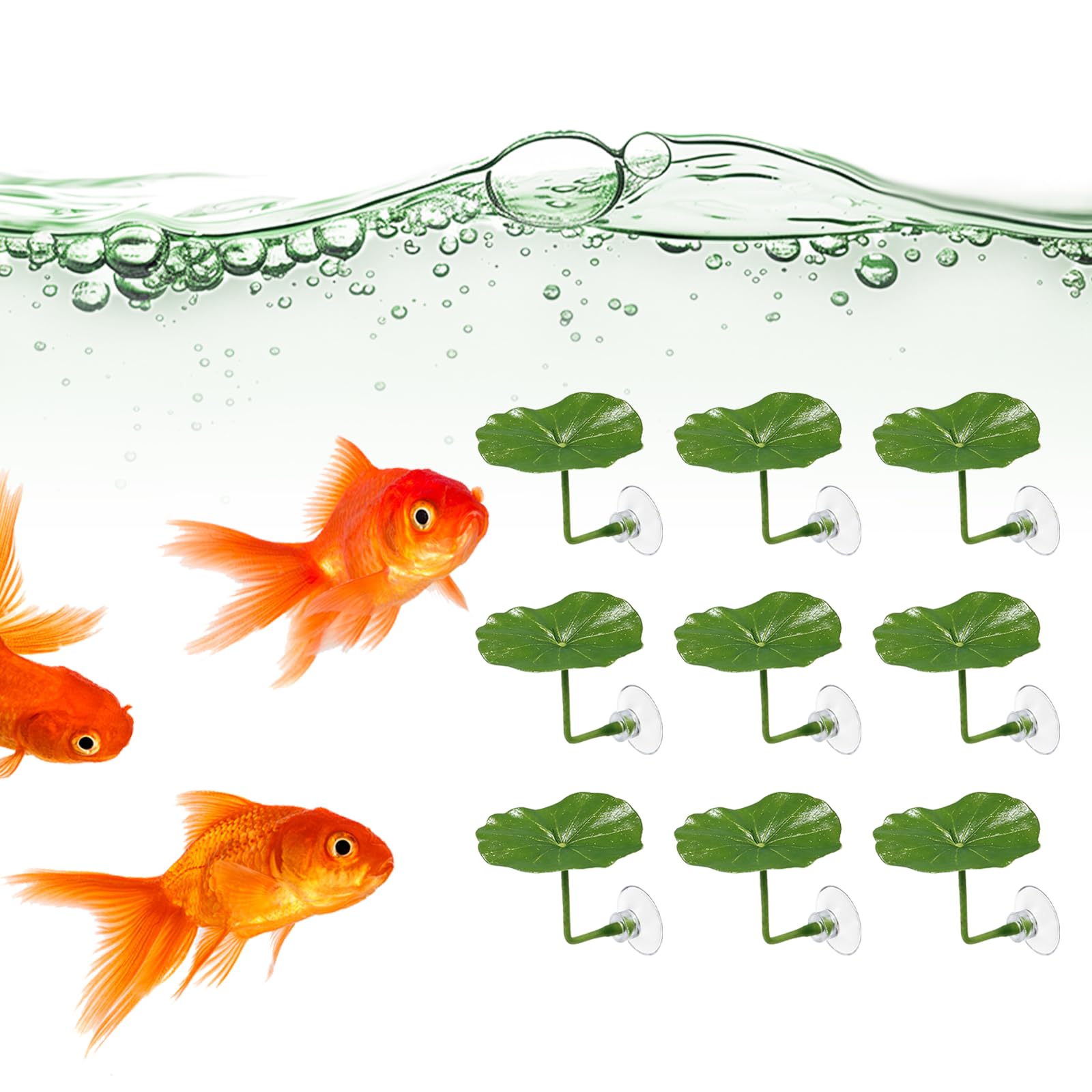 Thhiit 9 Pack Betta Hammock, Small Fish Lotus Leaf Practical Resting Bed with Suction Cup for Aquarium Decorations