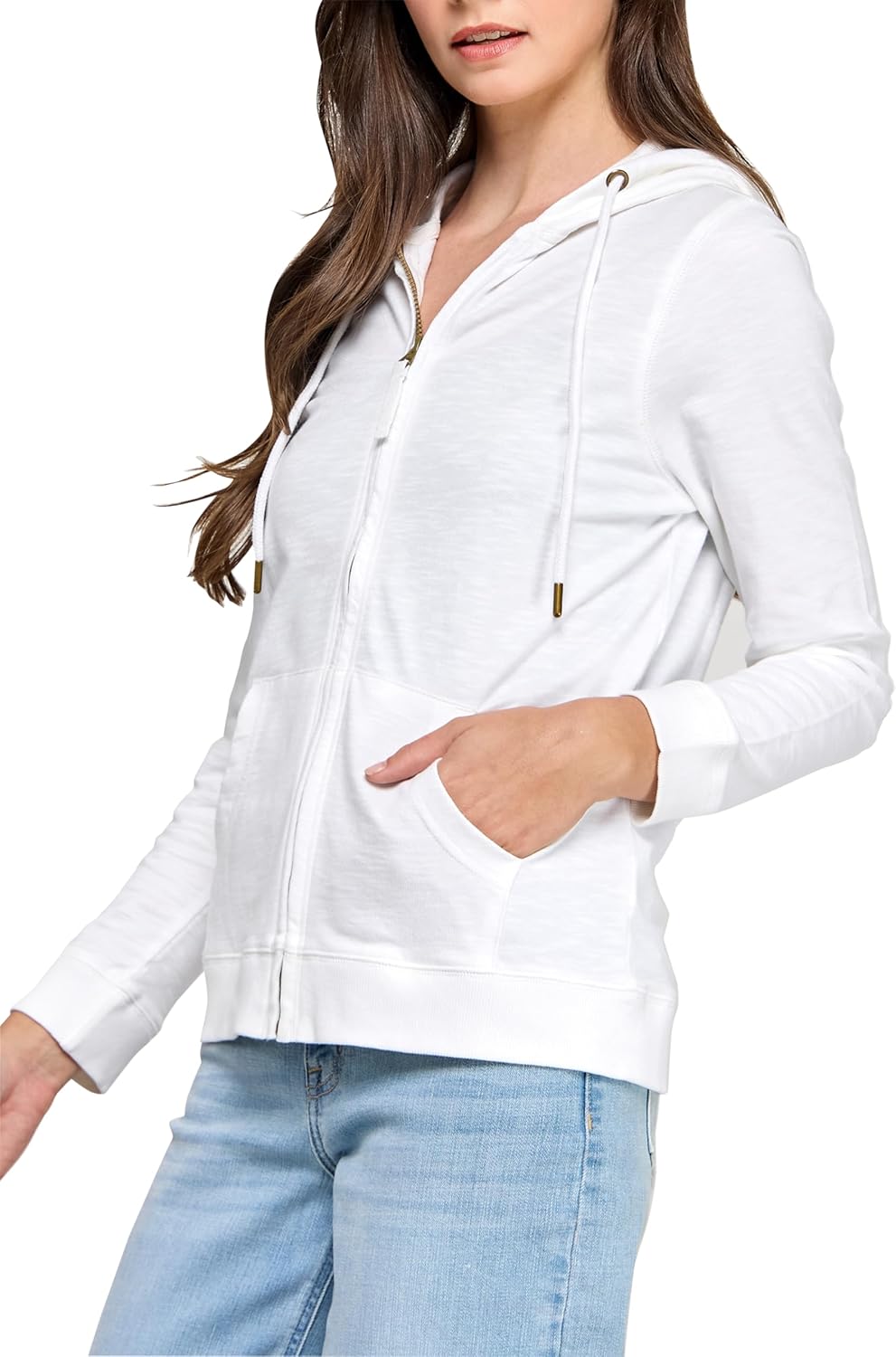 GREEN VOYAGE Women's GOTS Certified 100% Organic Cotton Lightweight Slub Sweatshirts Zip Up Hoodies Jacket with Pocket - Image 4