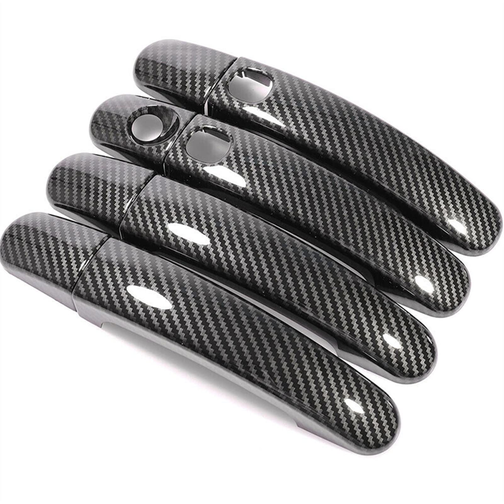 Rinkteea 3 Exterior Car Door Handle For Focus/C-Max/Escape/Kuga/Ranger 201-2019 8 Pcs Car Exterior Door Handle Cover Protector Trim Carbon Fiber Pattern Chrome(3)