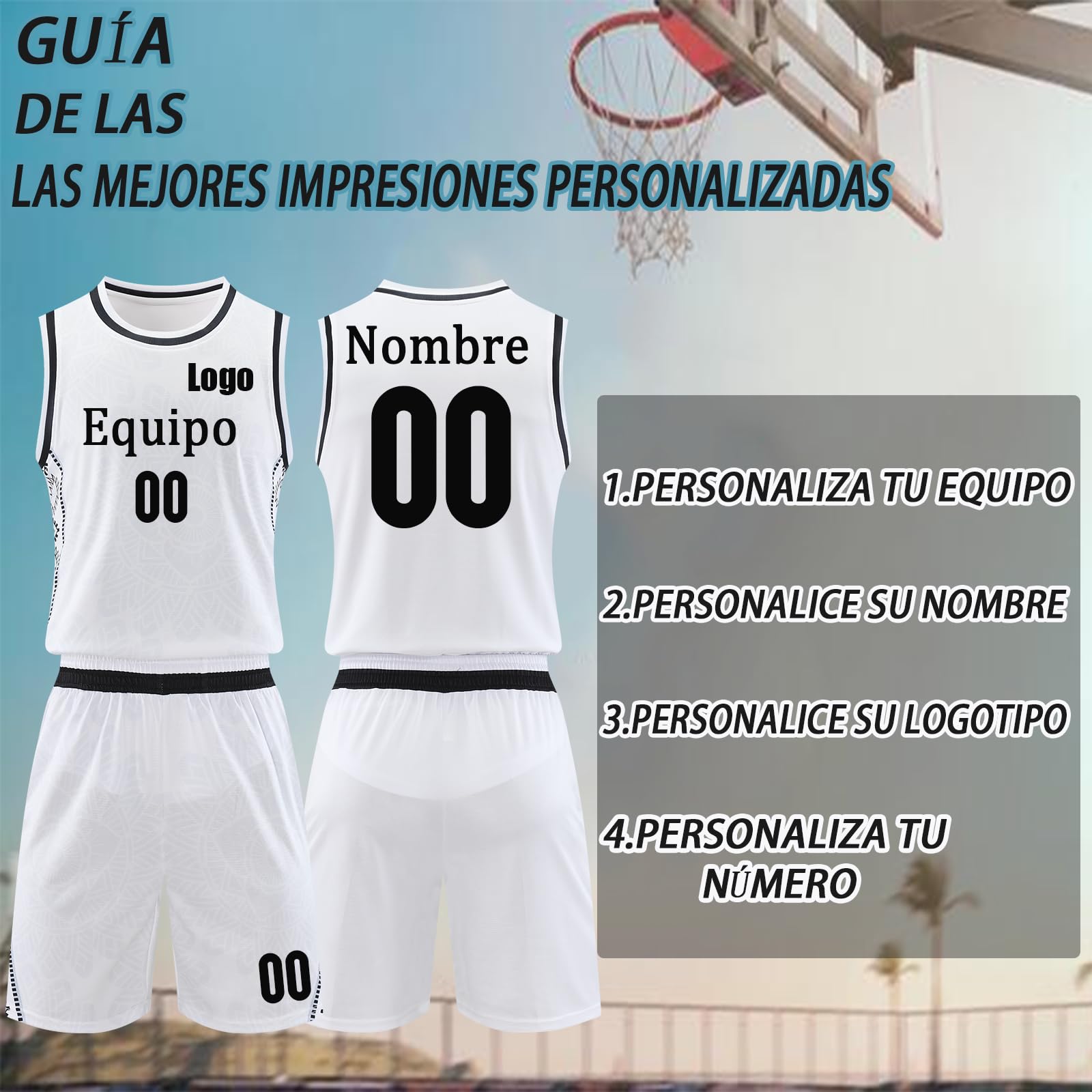 Conjunto de Camisetas de Baloncesto Personalizadas para Adultos Niño con Su Nombre, Número, Nombre del Equipo, Logotipo