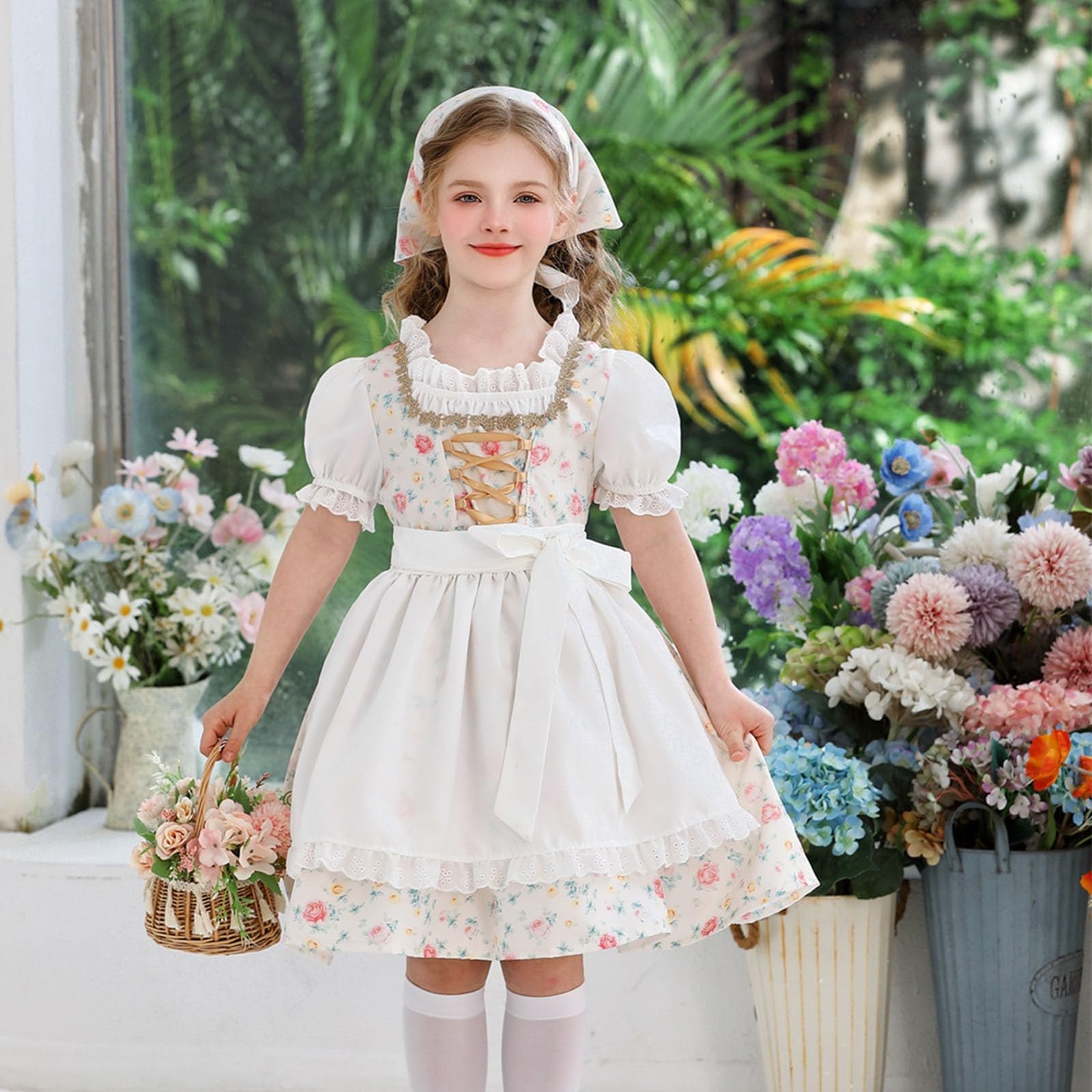 Mädchen Kinderdirndl Spitze Trachtenmode Blusen Kostüm Kinder Oktoberfest