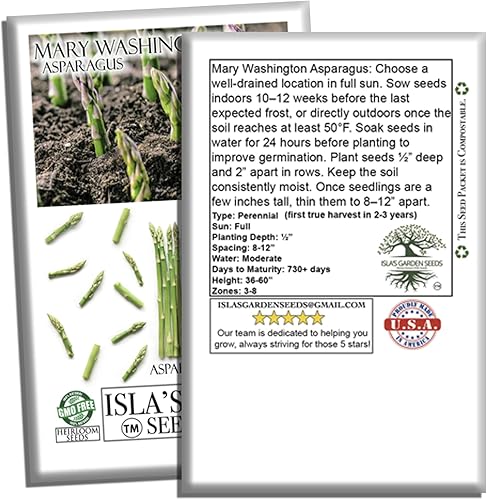 Miniatura 7 de Semillas de espárragos Mary Washington (Asparagus officinalis)  Más de 125 semillas de reliquia sin OMG para plantar, plantas perennes de larga vida