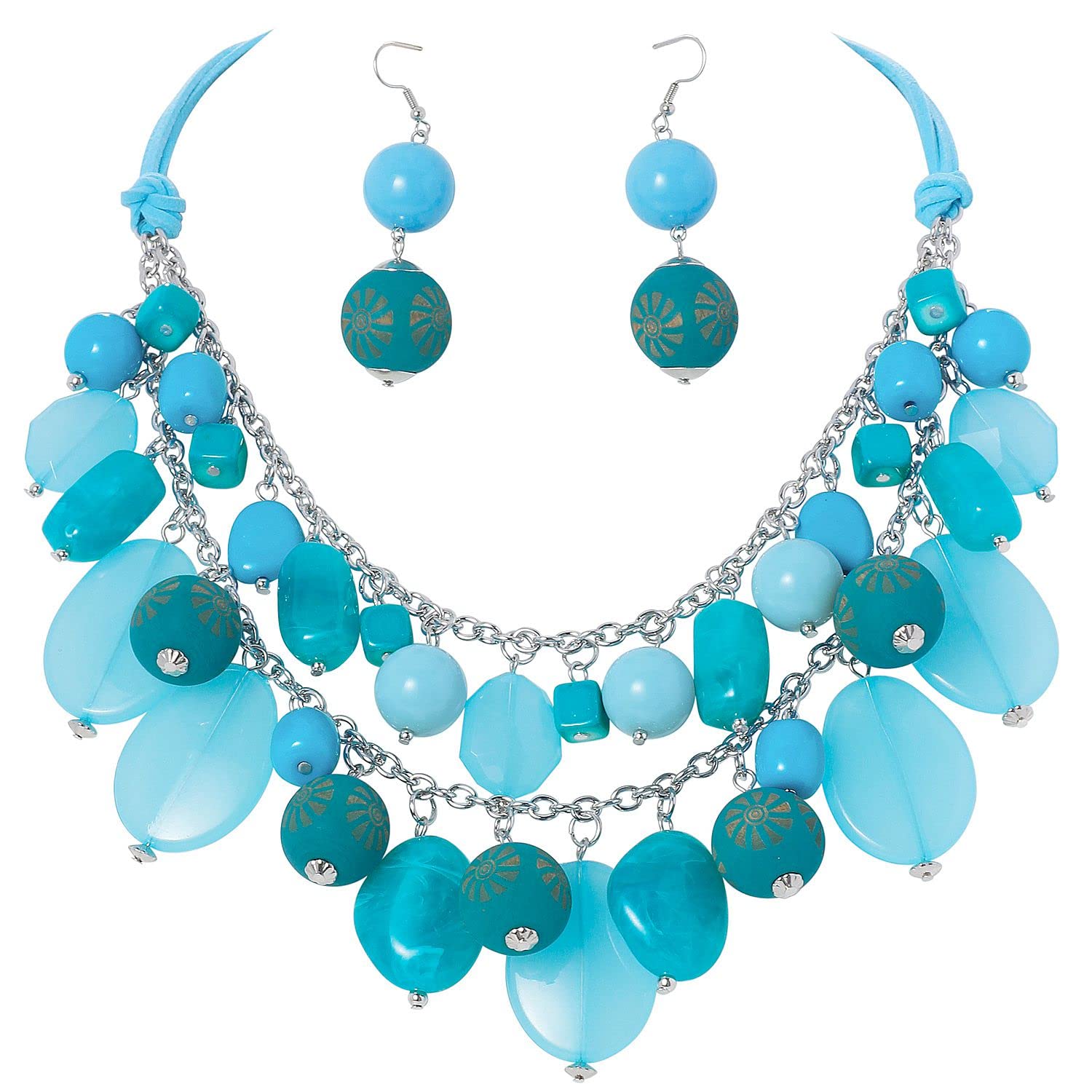 Bocar JEWELRY Collana a 2 strati con perline grosse alla moda, idea regalo da donna Standard, Nessuna pietra preziosa(NK-10619)
