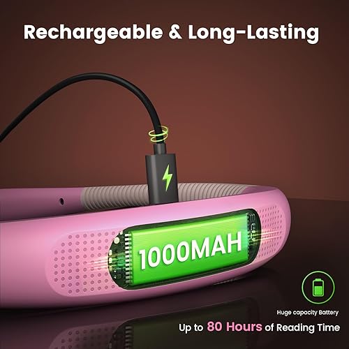 Vista 40 de Glocusent - Luz de lectura para el cuello, 3 colores, 6 niveles de brillo, brazos flexibles, recargable, larga duración, perfecta para leer