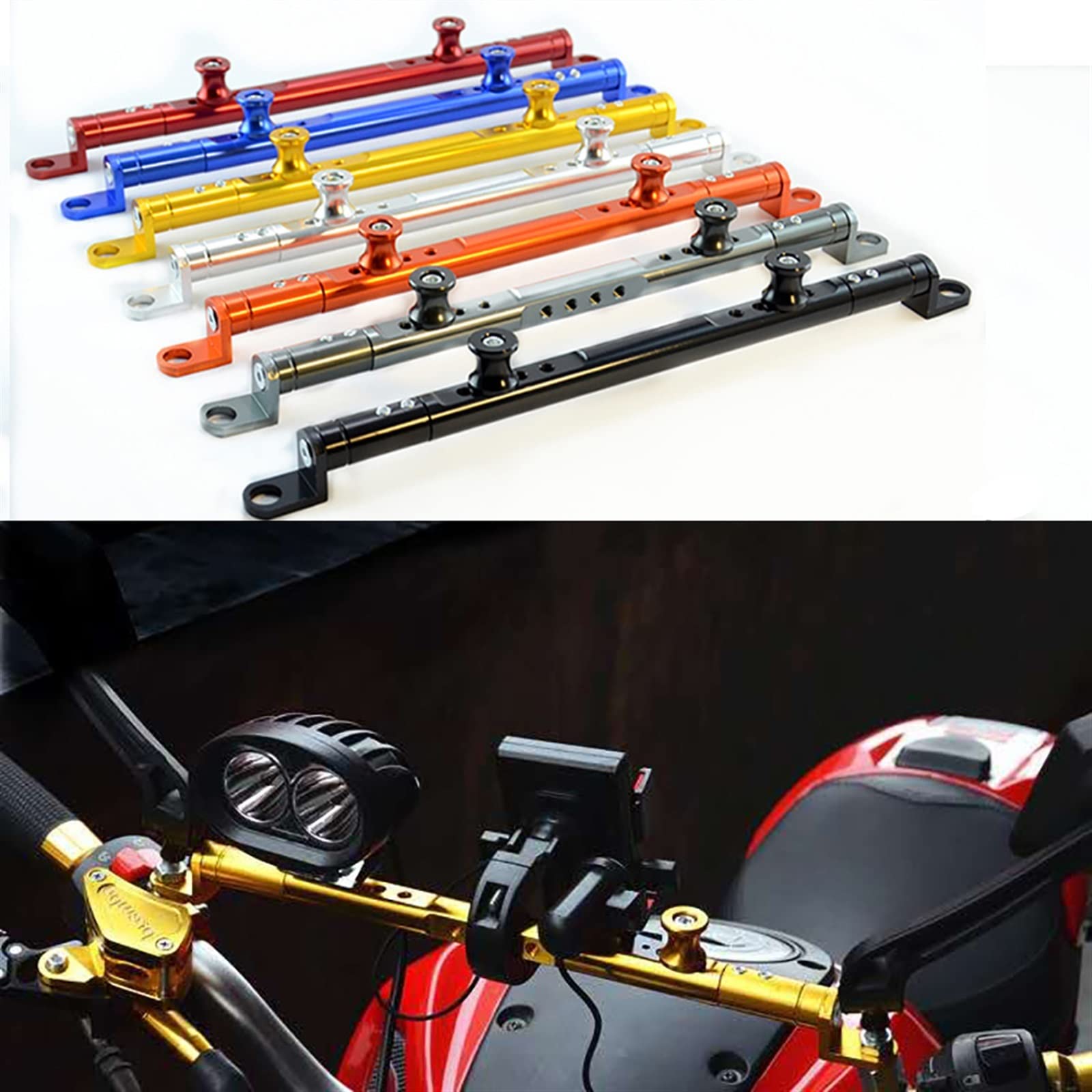 Dla Yamaha YZFR1 YZF R6 YZFR6 YZF R125 YZFR15 R25 YZF R3 YZF R25 Motocykl Poprzeczka Kierownica Dźwignia Równowagi (Kolor : Silver Phone Stand, Rozmiar : 1)