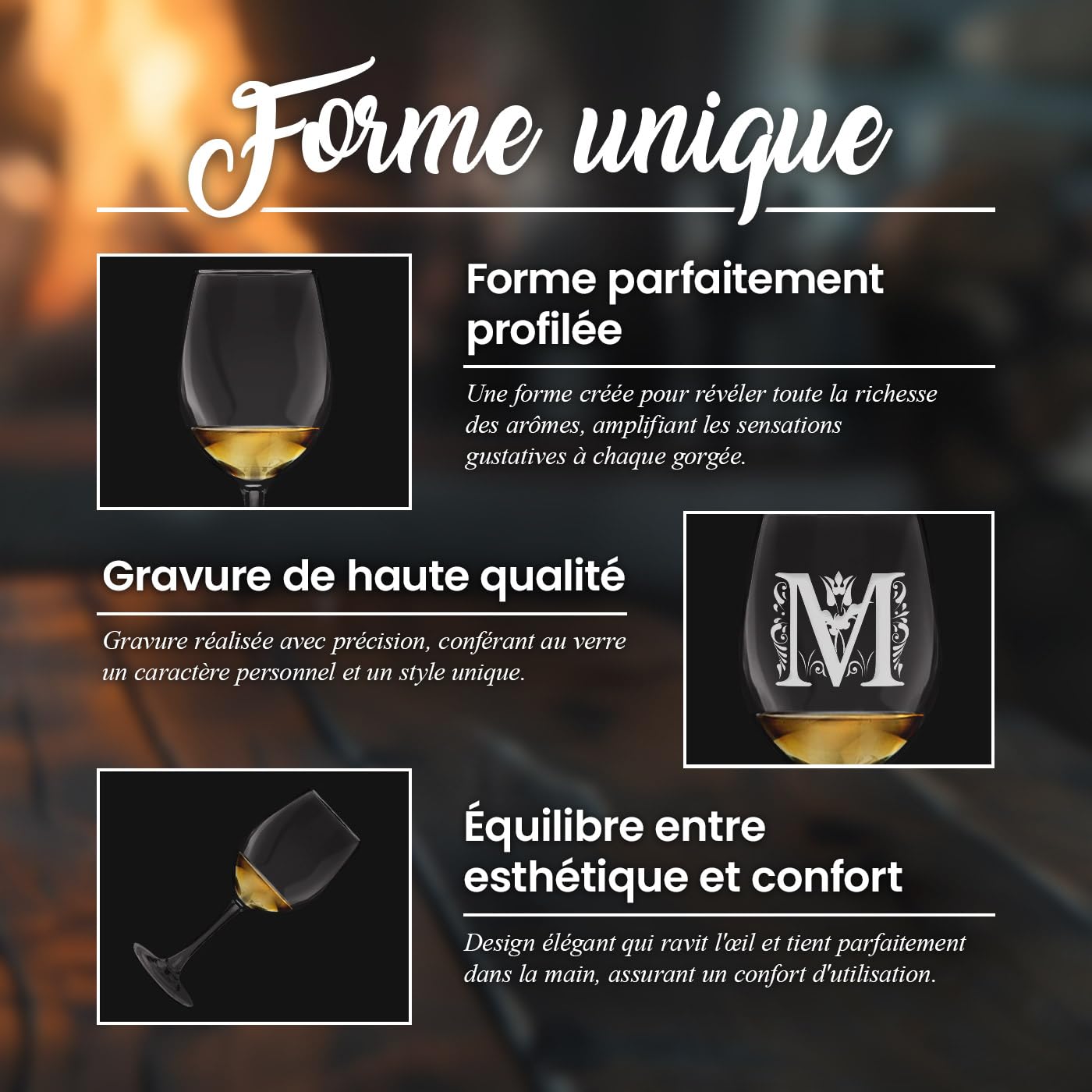 Maverton 6 Verres à Vin en Cristal pour elle, 6 Verres gravés 350 ml