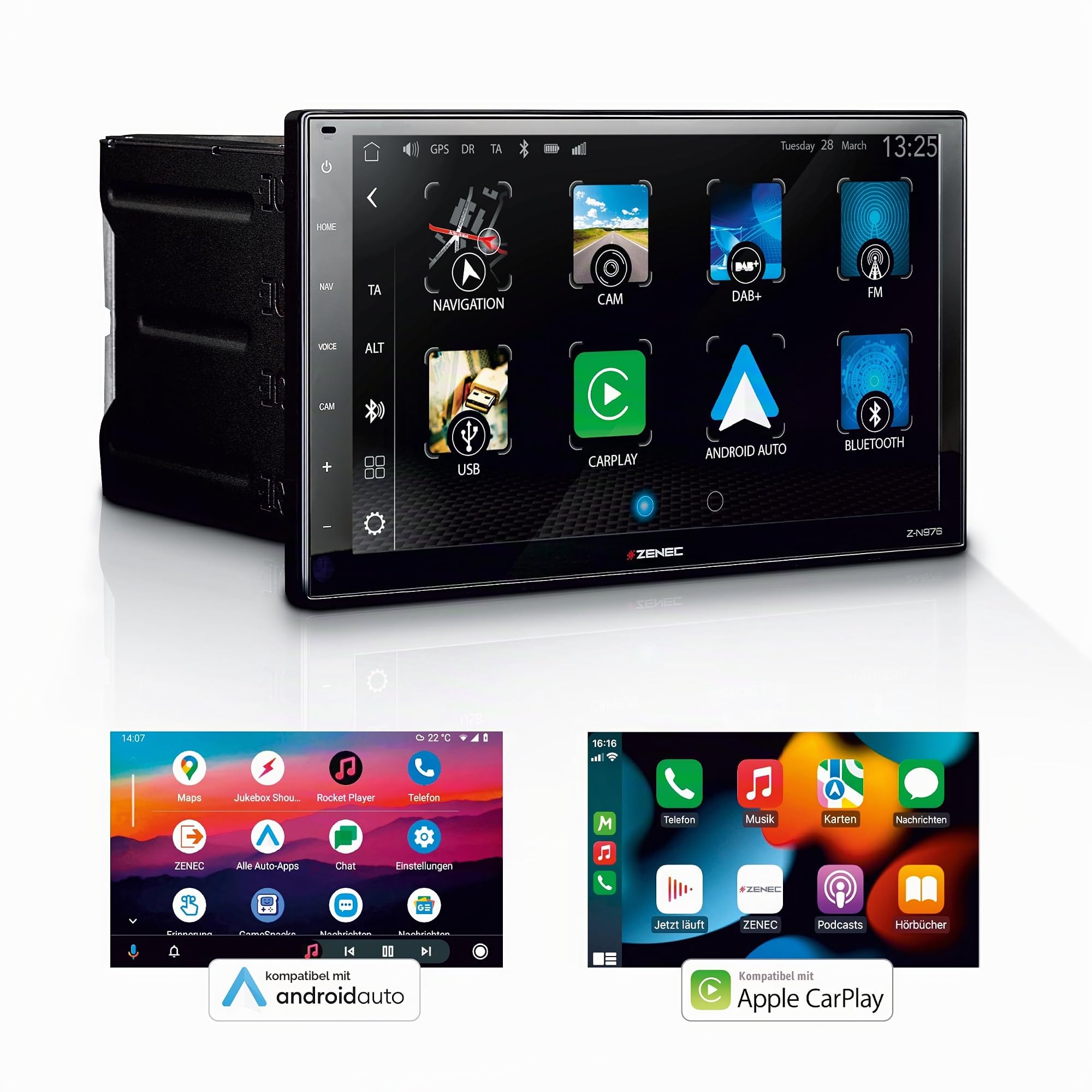 ZENEC Z-N976 – 9 Zoll Multimedia Receiver – 2-DIN Autoradio – Navi optional | 2-DIN Mediencenter für PKW & Reisemobile, 22,9 cm Touchscreen, Wireless Apple CarPlay & Android Auto, DAB+, Bluetooth