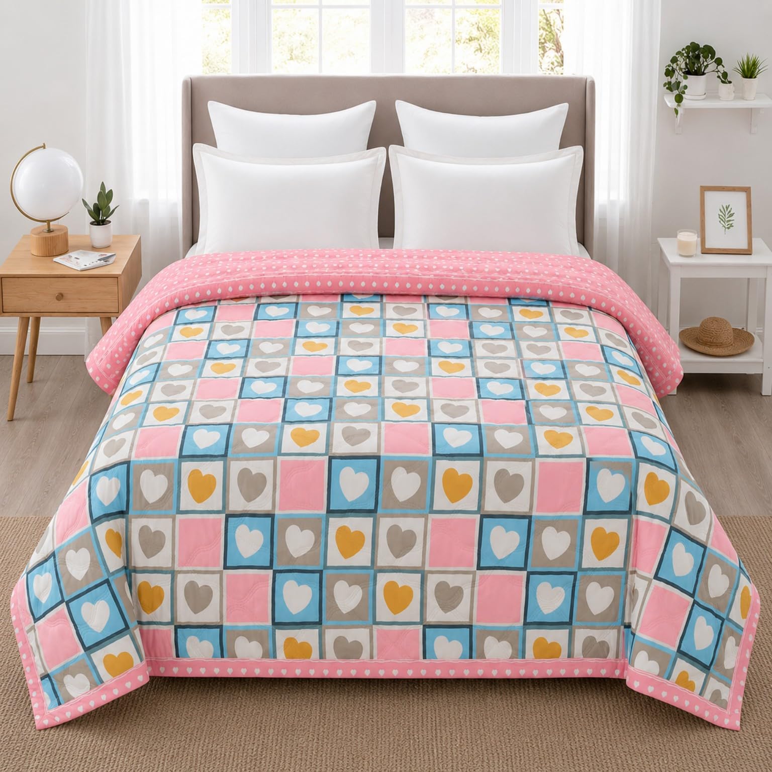 RT Looms Cotton Feel Reversible Comforter Double Bed Size | AC Blanket Lightweight Summer Comforter | Soft Breathable Bed Blanket (224 x 214 cm)-image-32