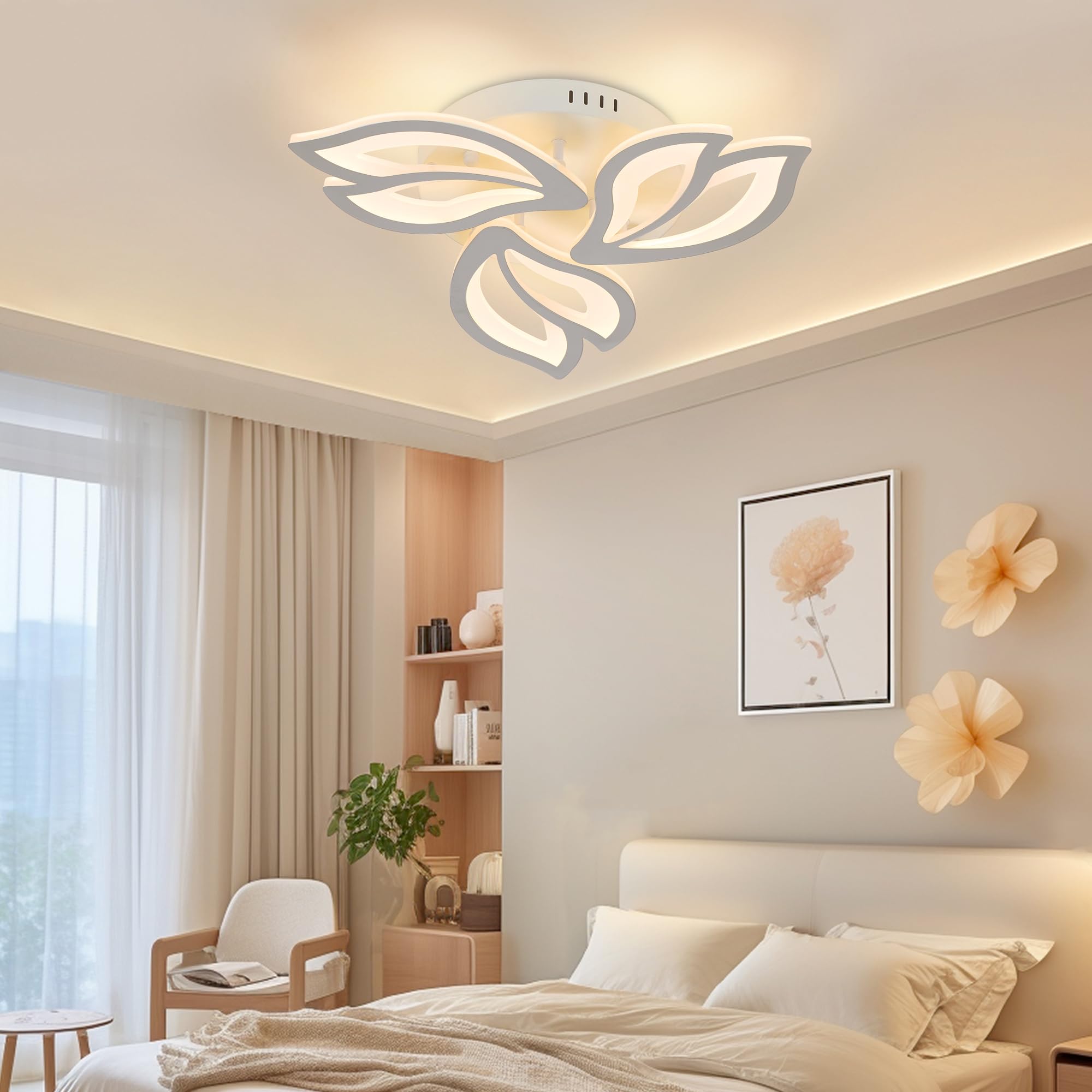Dimmerabile Plafoniera Led Soffitto 52CM Moderna Fiore Lampadario Camera da Letto Salotto Salone Fiore 3000K-6000K
