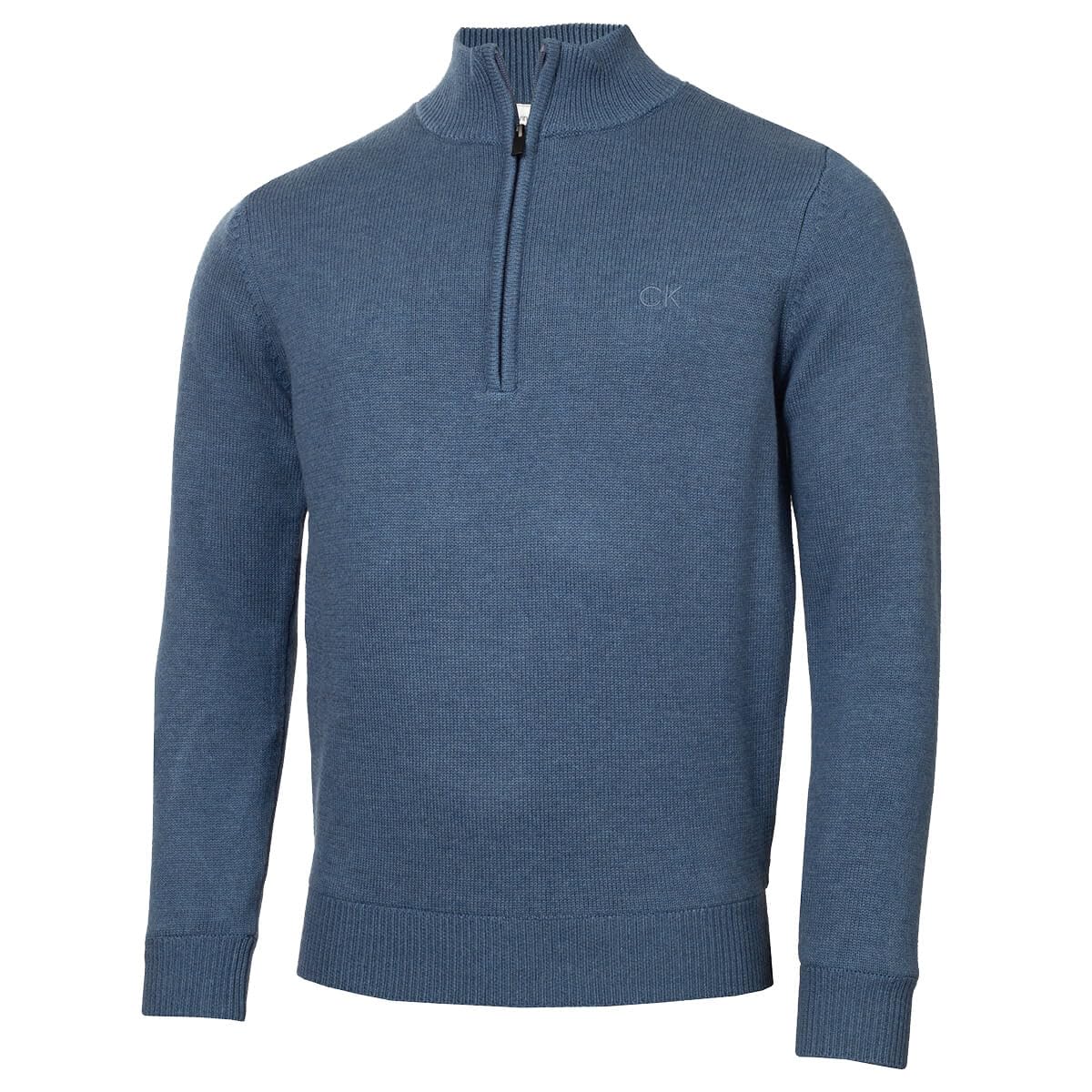 Calvin Klein Men's Denim Marl Lined Chunky Half Zip Sweater - Xxxl