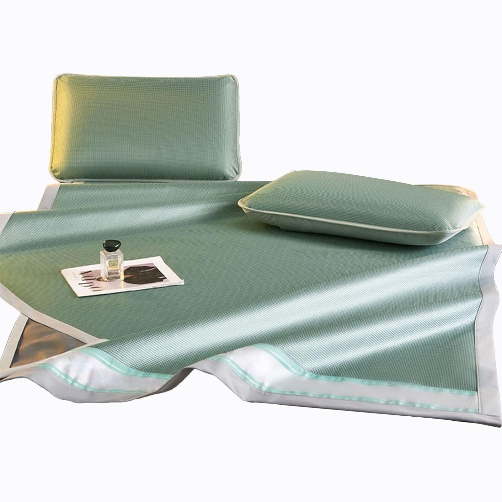 Dile adiós al calor: esterilla refrescante de seda de hielo verde de 150x200 cm para tu dormitorio