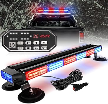 ASPL 26 بوصة 126 LED الطوارئ على السطح أضواء ستروب بار ث/وحدة التحكم مزدوجة الجانب تحذير خطر سنو المحراث وامض ضوء المرور مستشار ضوء السلامة للعمل الشاحنات المركبات سحب بيك ابأحمر/أزرق